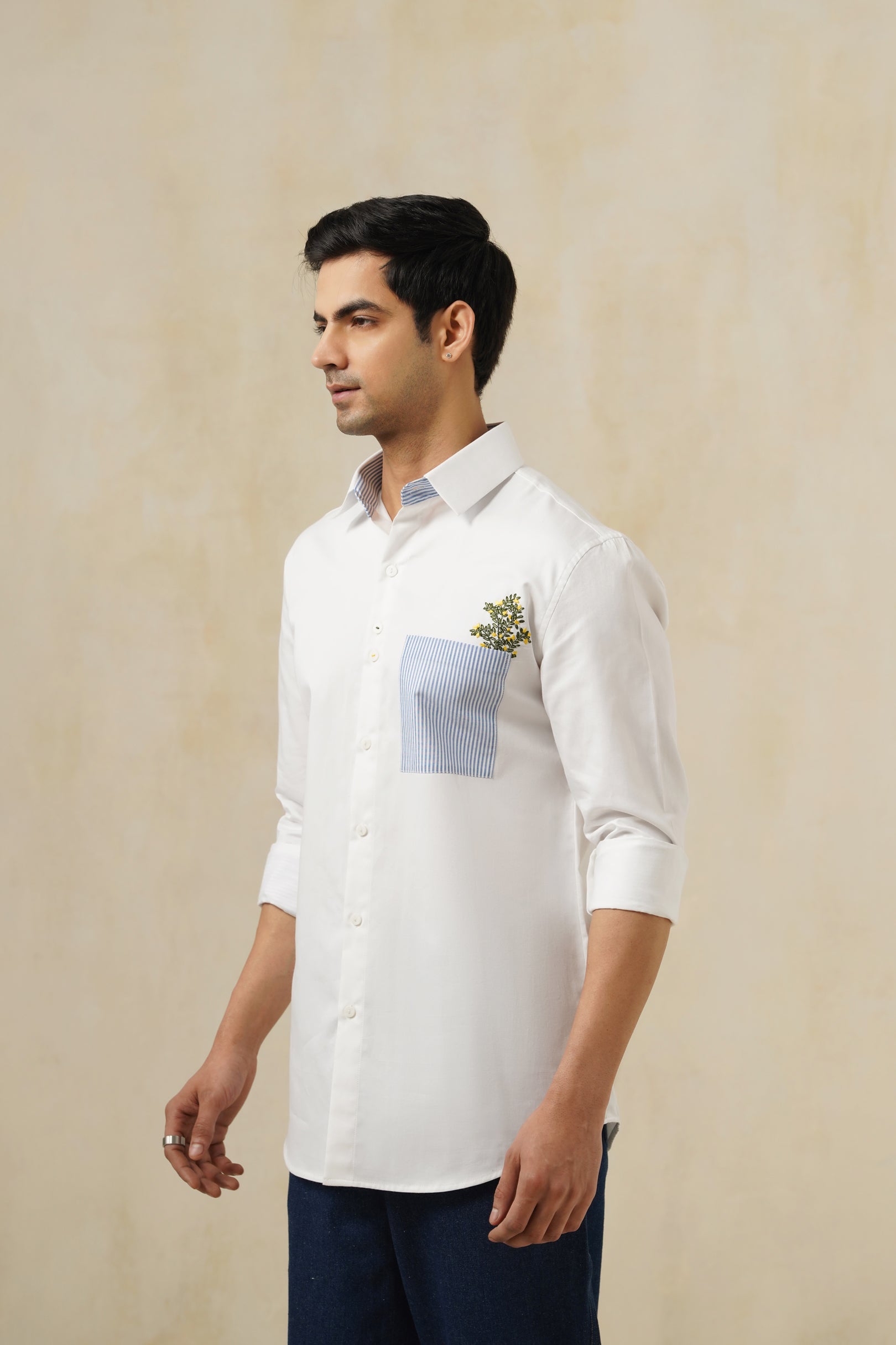 Maison Bloom | Men's White Cotton Shirt