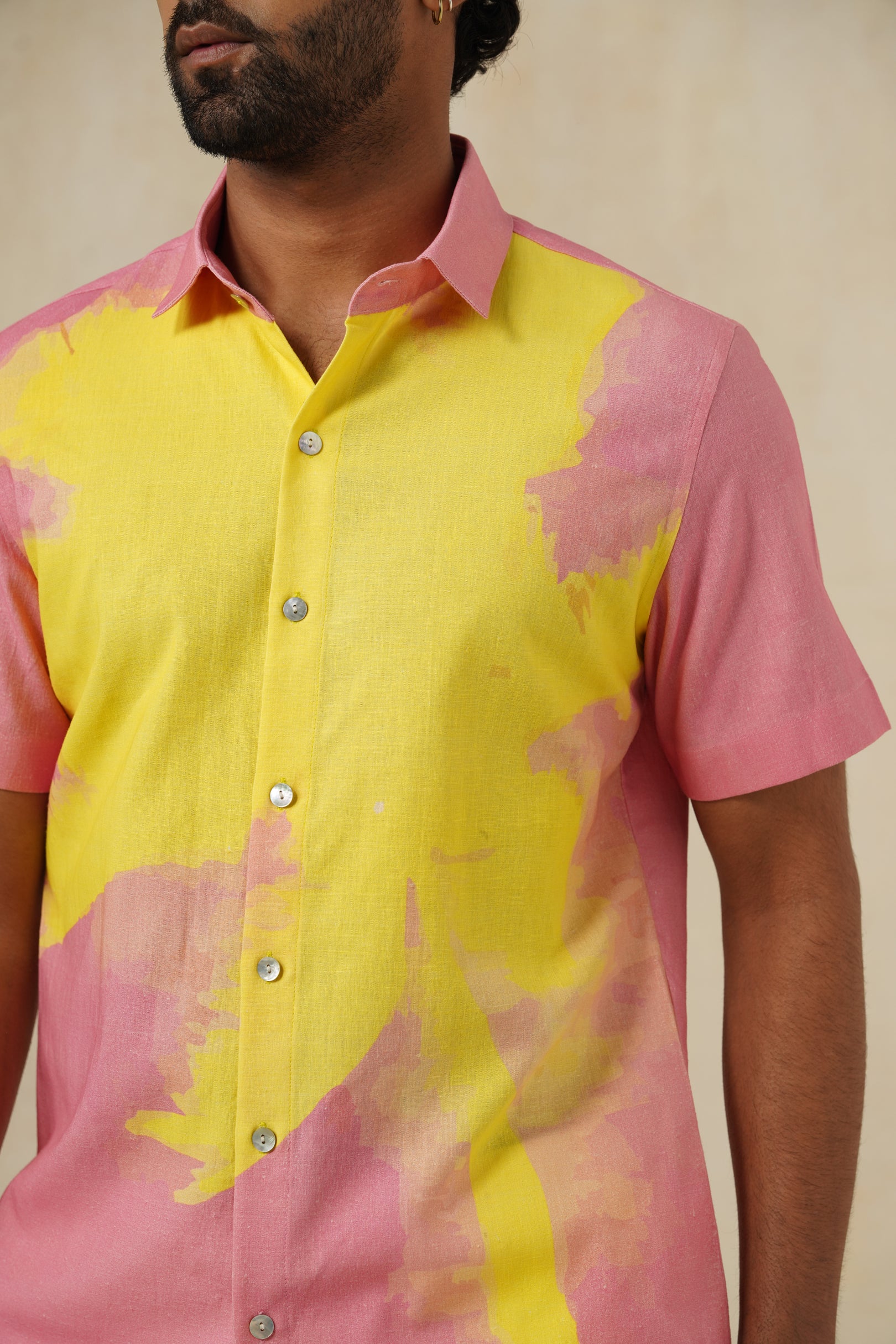 Sunspill Palm | Men's Printed Cotton-Linen Shirt