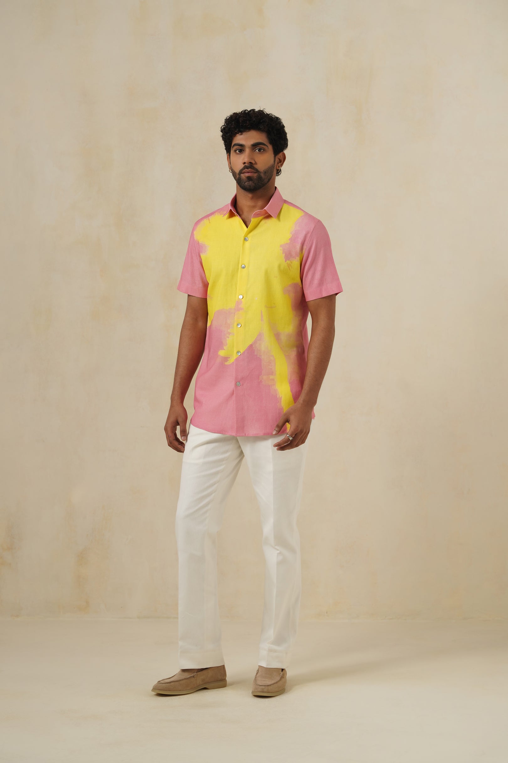 Sunspill Palm | Men's Printed Cotton-Linen Shirt