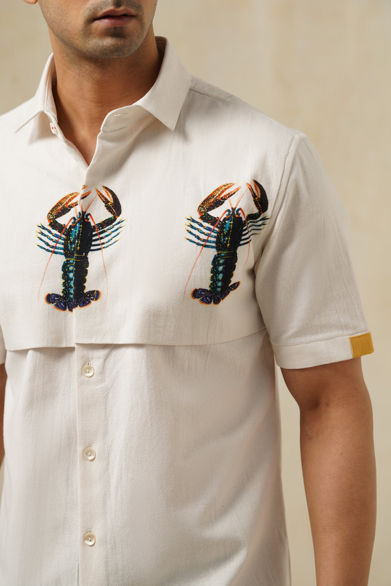 Lobster | Men's Printed Cotton-Linen Shirt