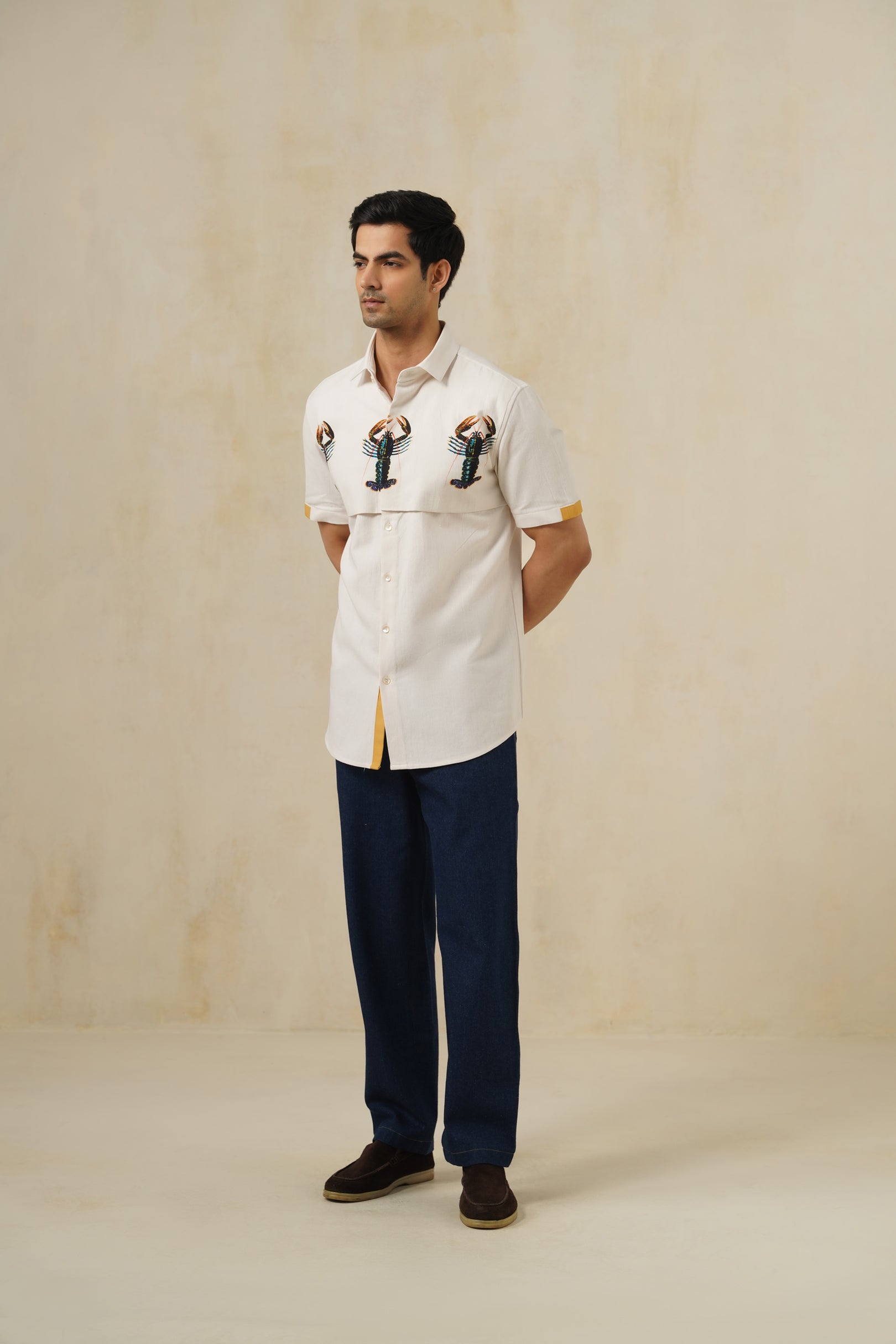 Lobster | Men's Printed Cotton-Linen Shirt