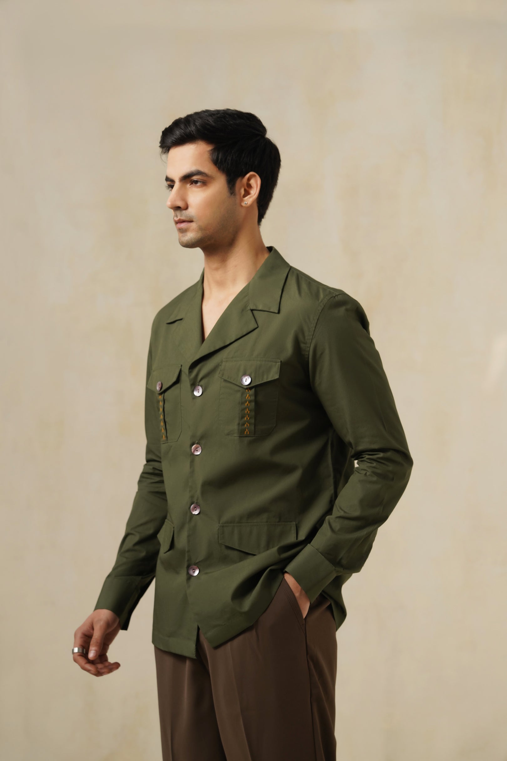 TERRAIN OLIVE | Men's Cotton Shirt