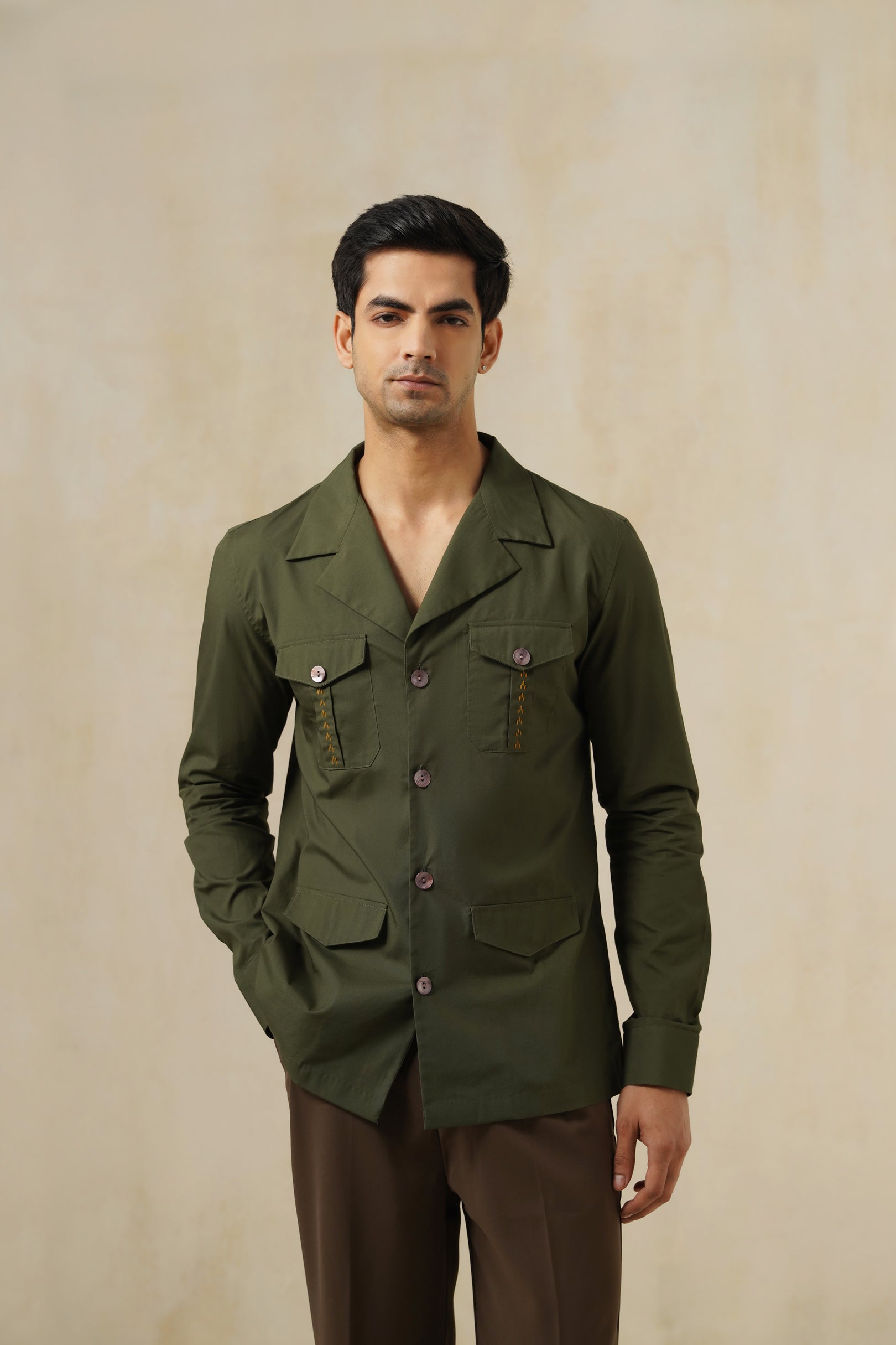 TERRAIN OLIVE | Men's Cotton Shirt