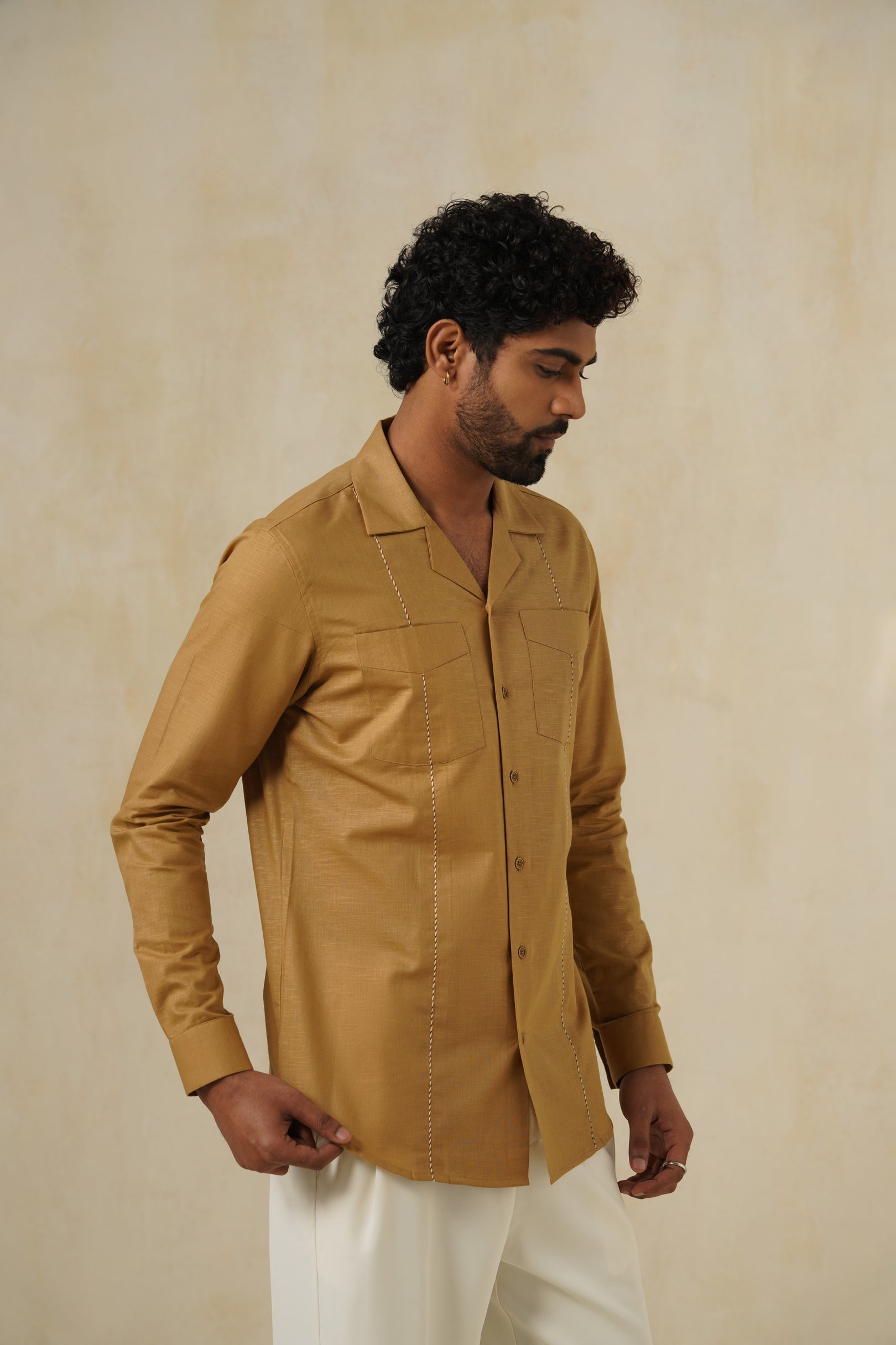 Tan Safari Shirt | Men's Linen Shirt