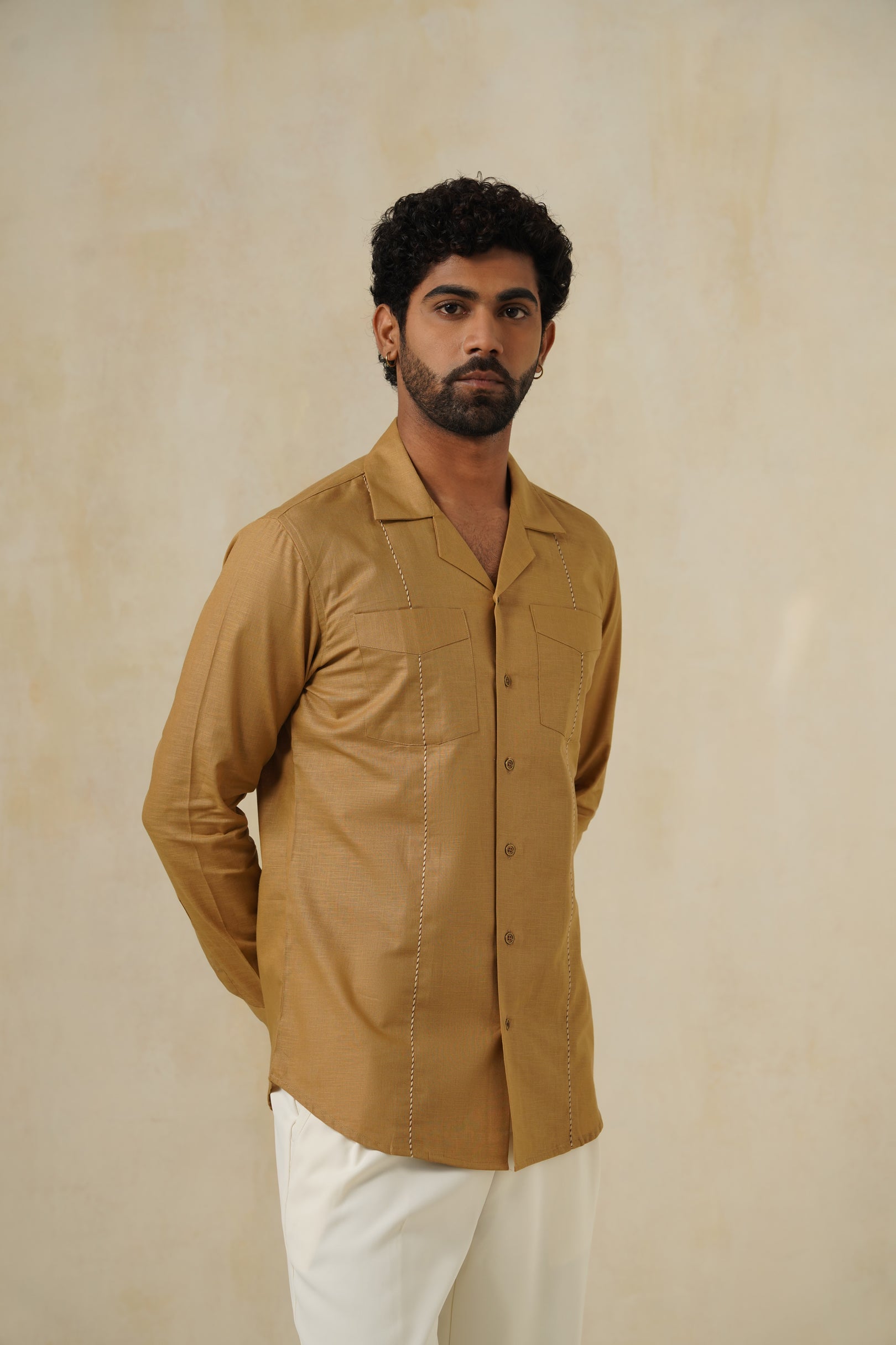 Tan Safari Shirt | Men's Linen Shirt