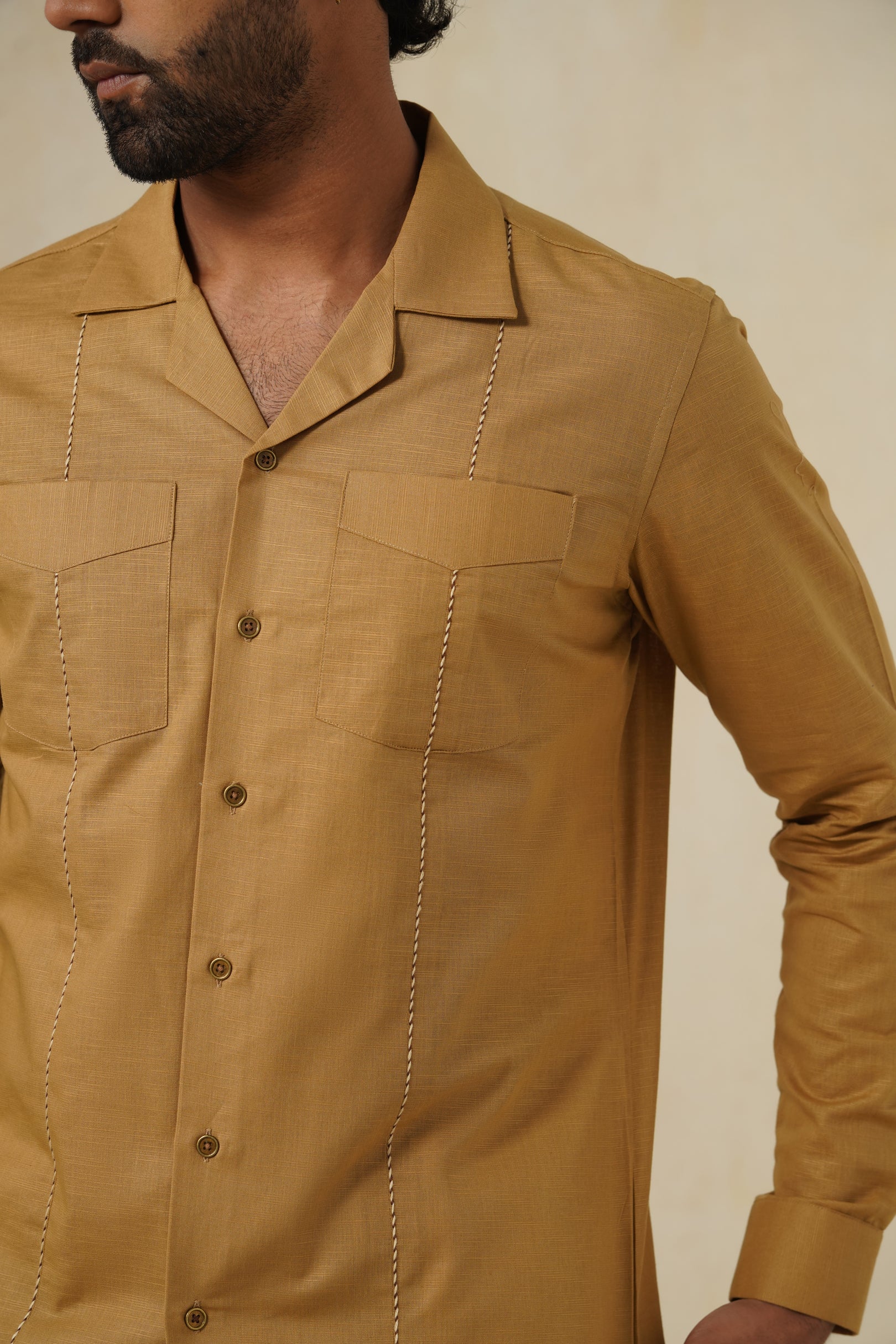 Tan Safari Shirt | Men's Linen Shirt