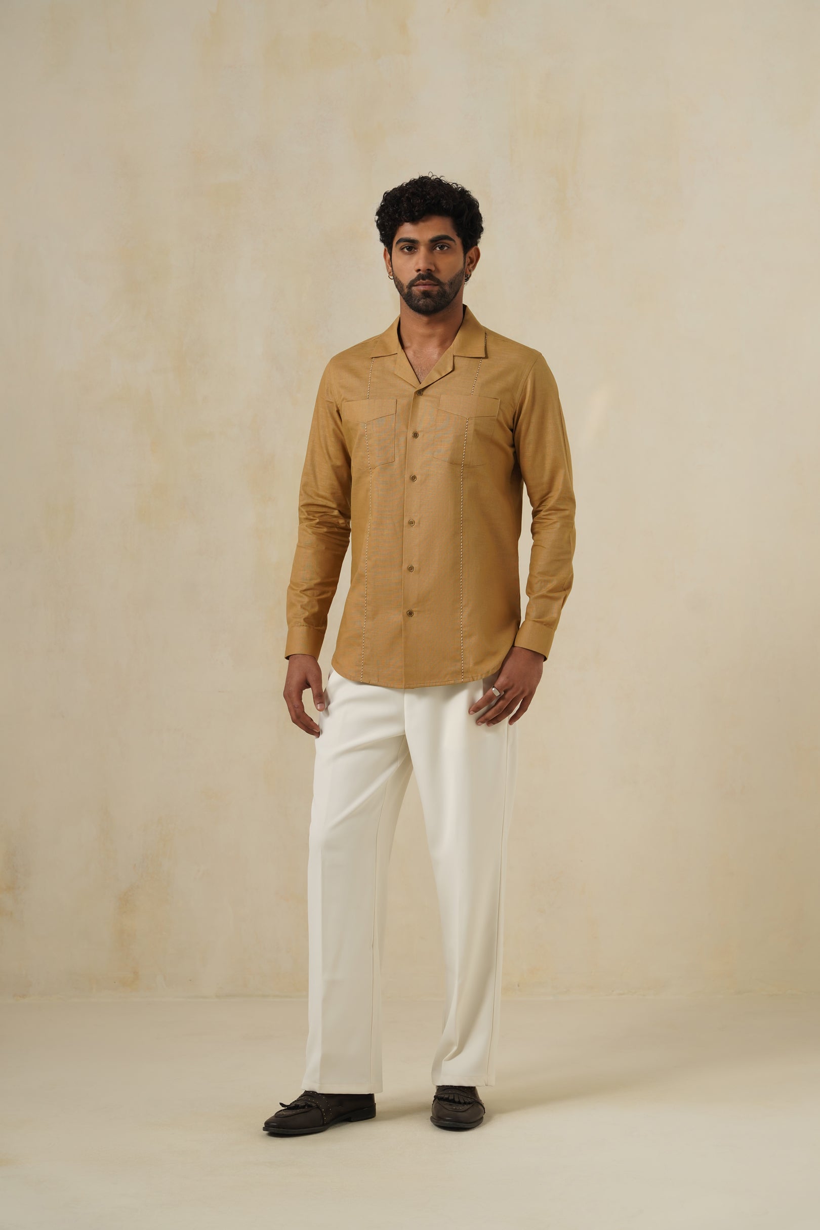 Tan Safari Shirt | Men's Linen Shirt