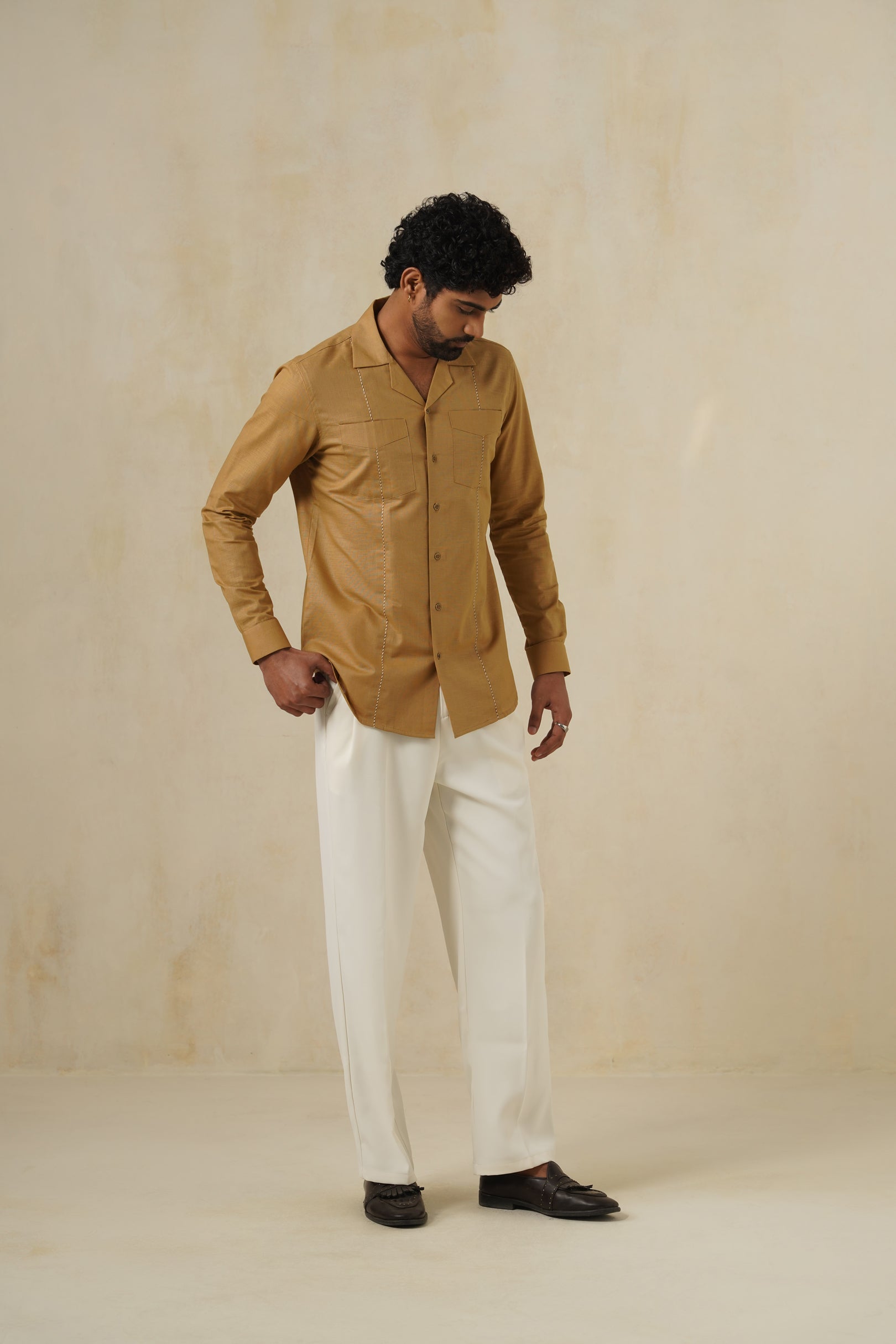 Tan Safari Shirt | Men's Linen Shirt