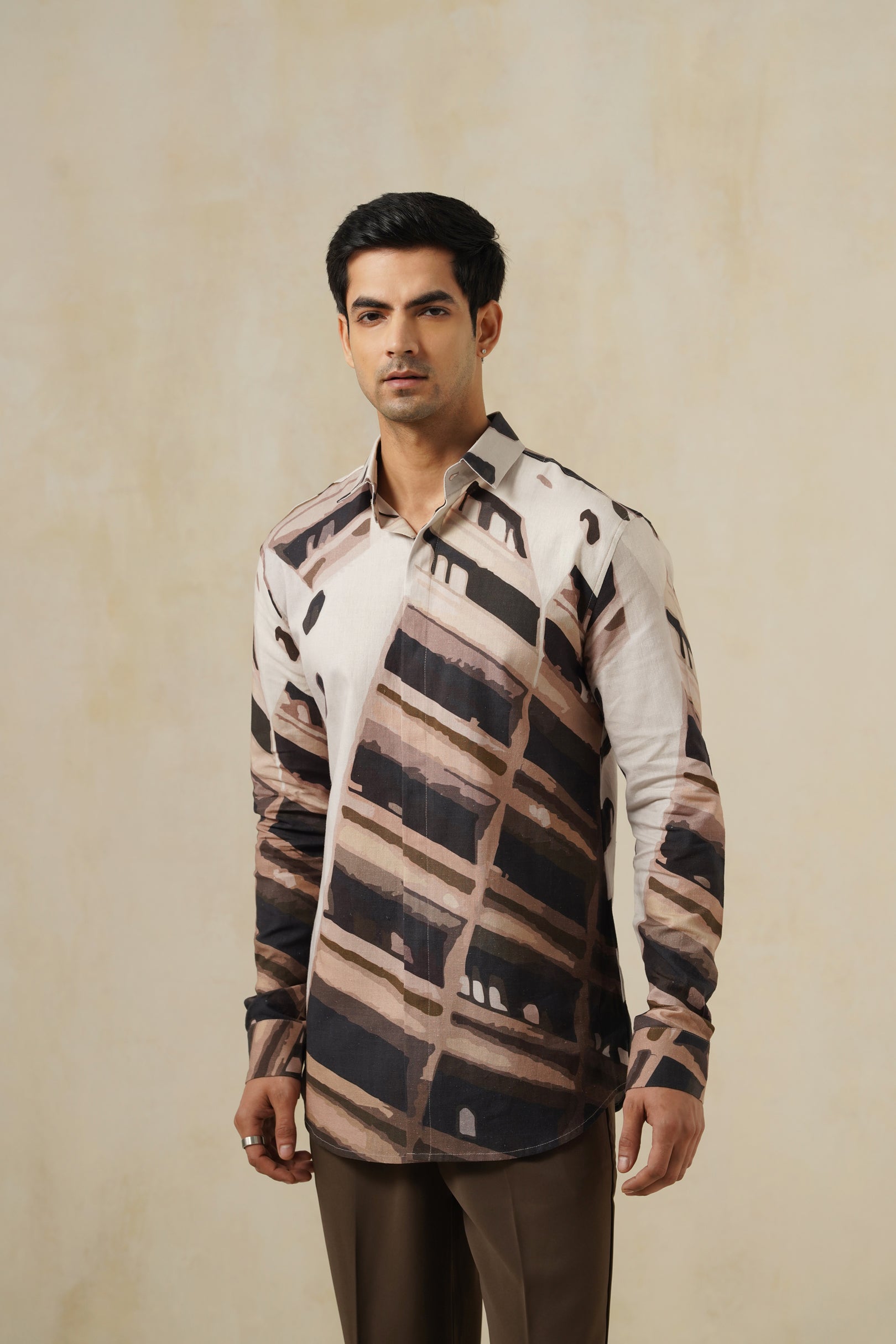 Brutalist | Men's Printed Cotton-Linen Shirt