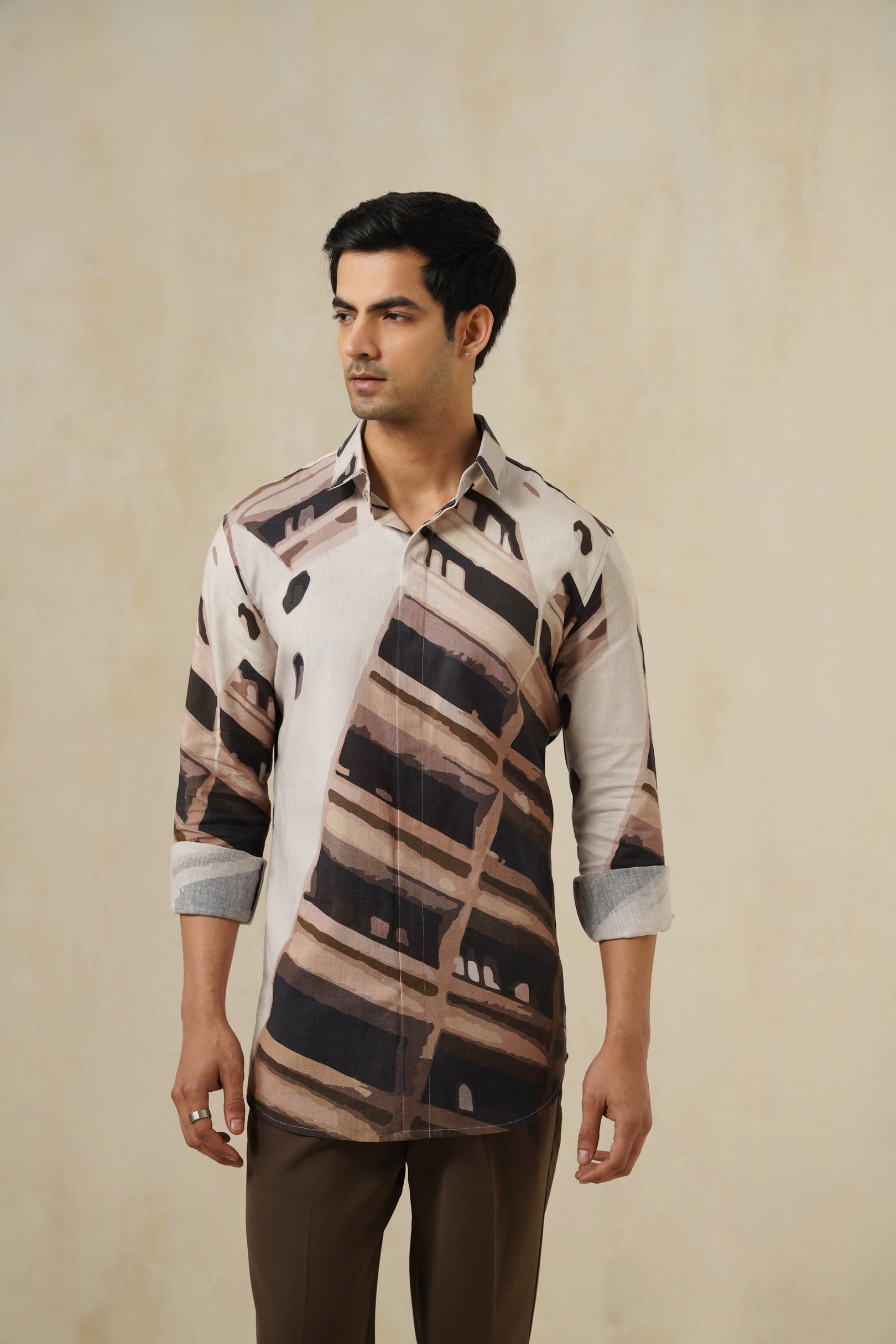 Brutalist | Men's Printed Cotton-Linen Shirt