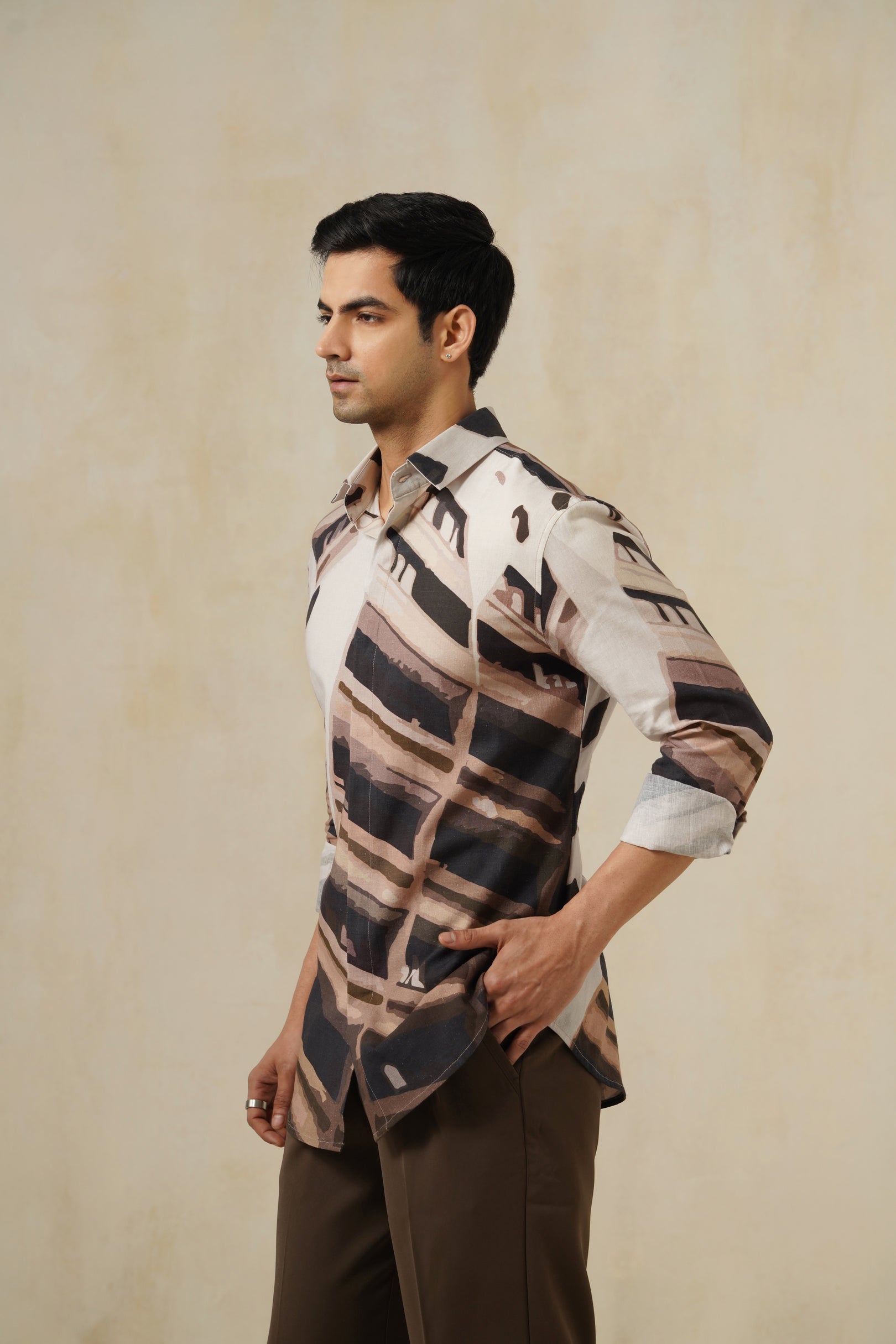 Brutalist | Men's Printed Cotton-Linen Shirt