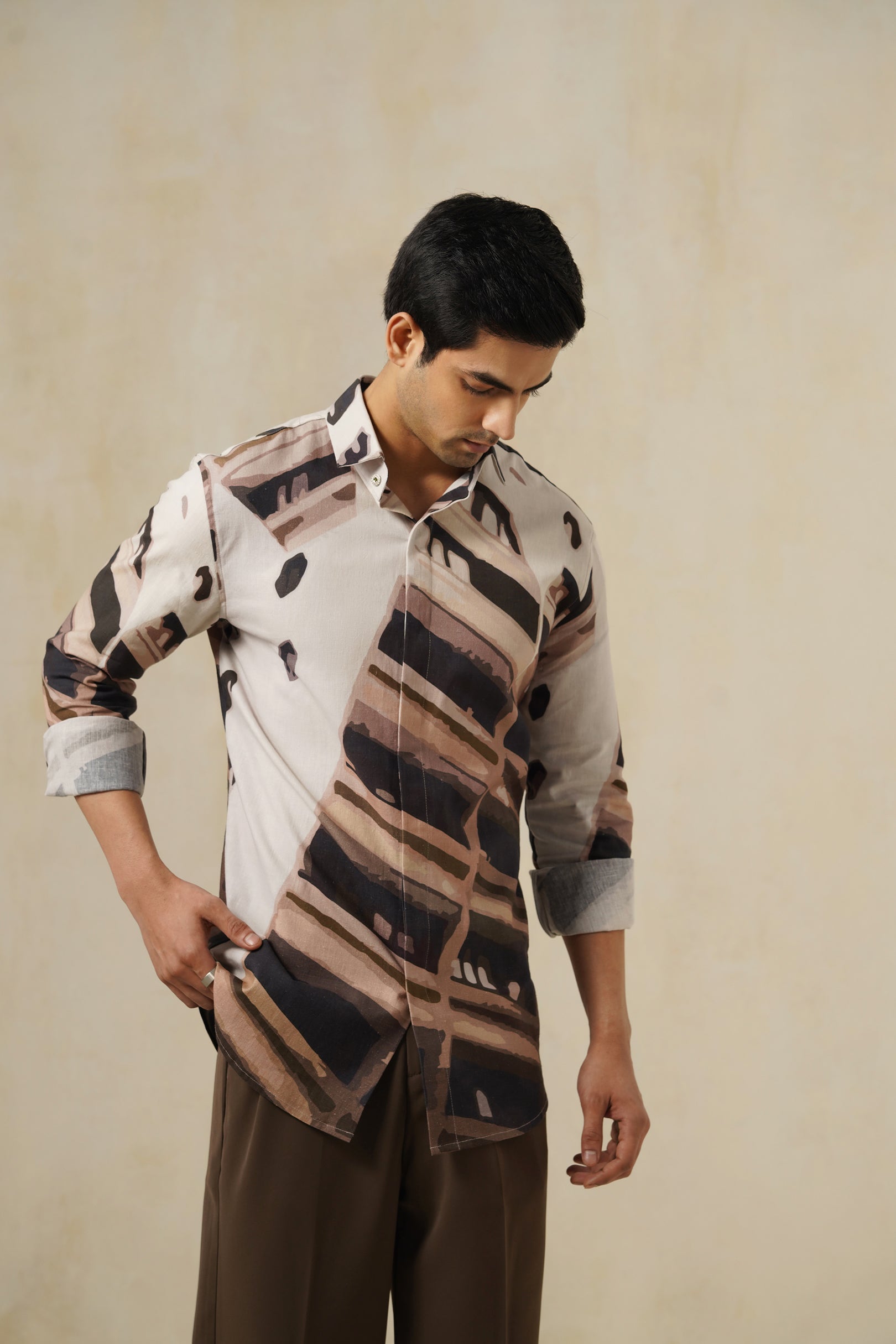 Brutalist | Men's Printed Cotton-Linen Shirt