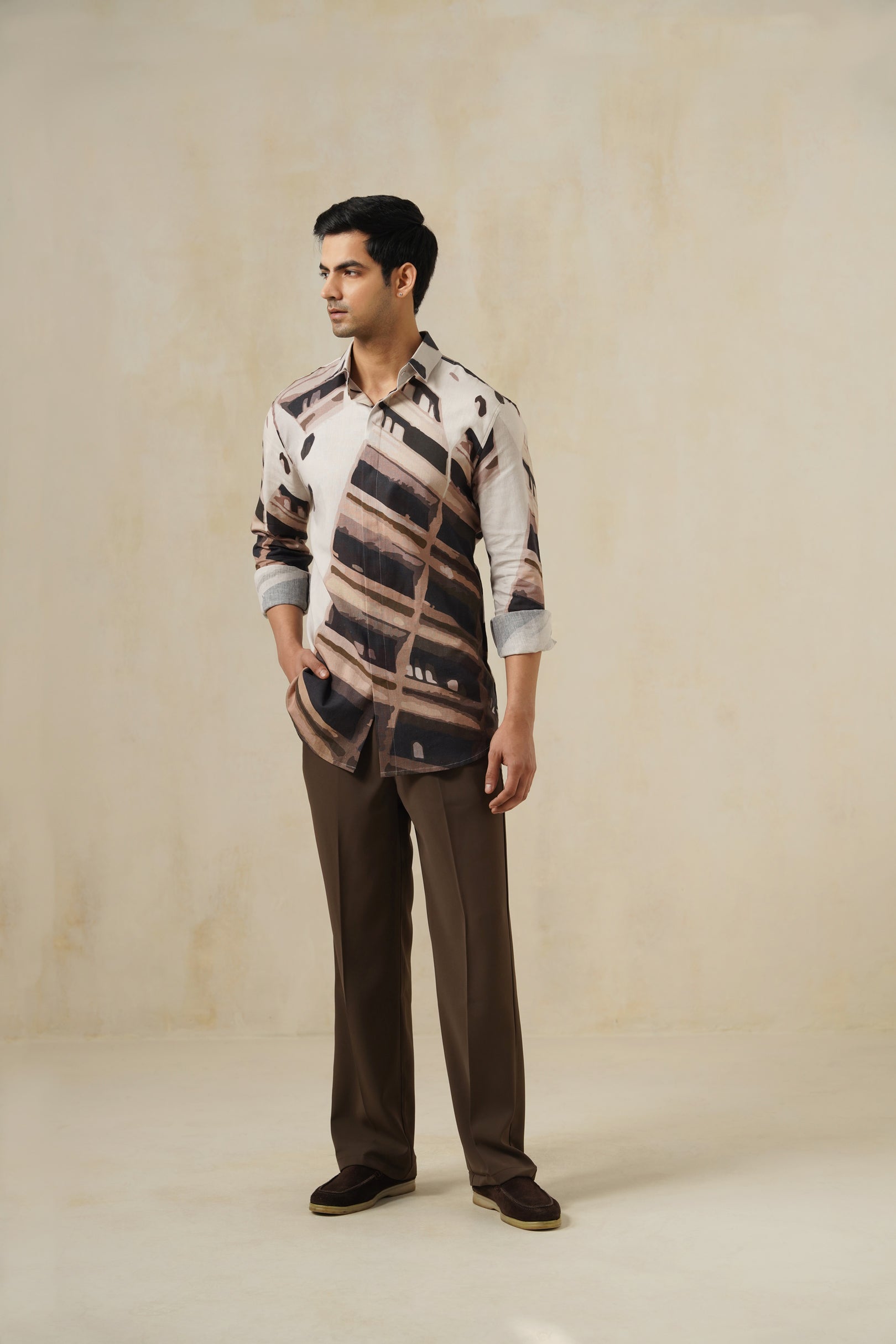 Brutalist | Men's Printed Cotton-Linen Shirt