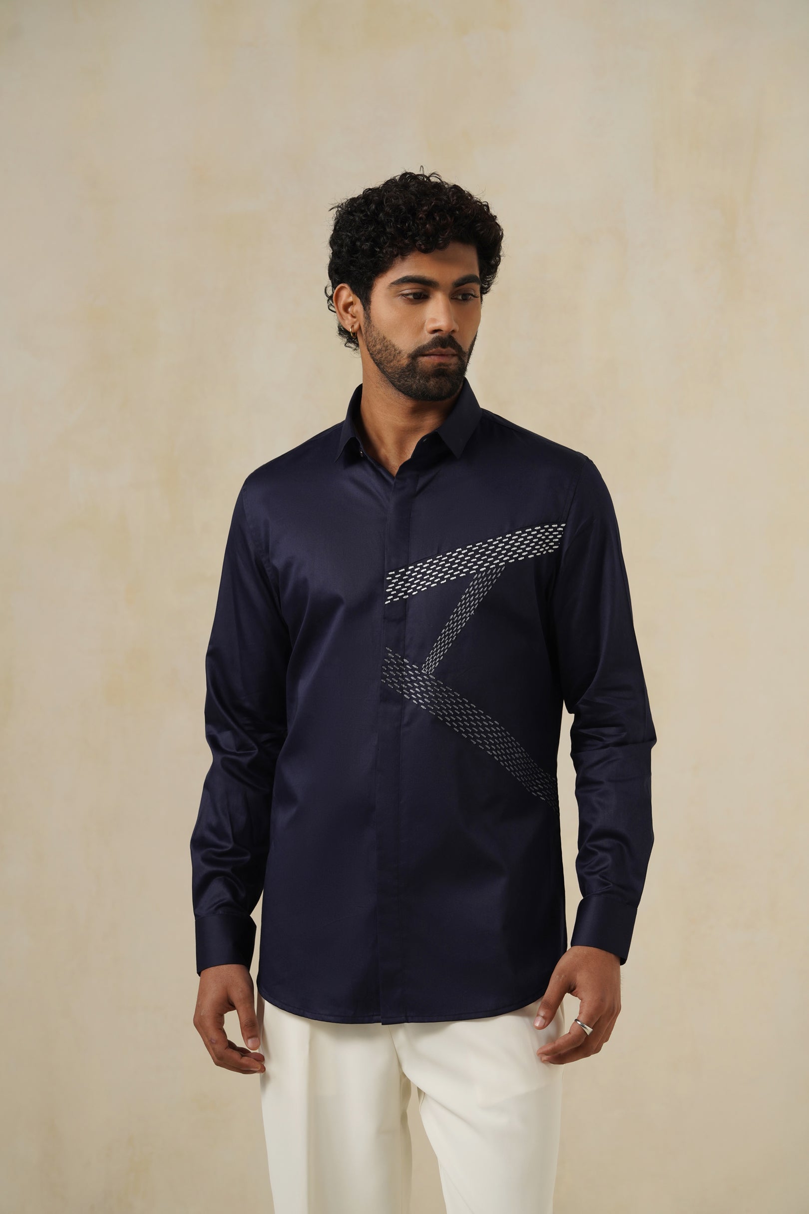 Vector Navy | Men's Emb Cotton Shirt