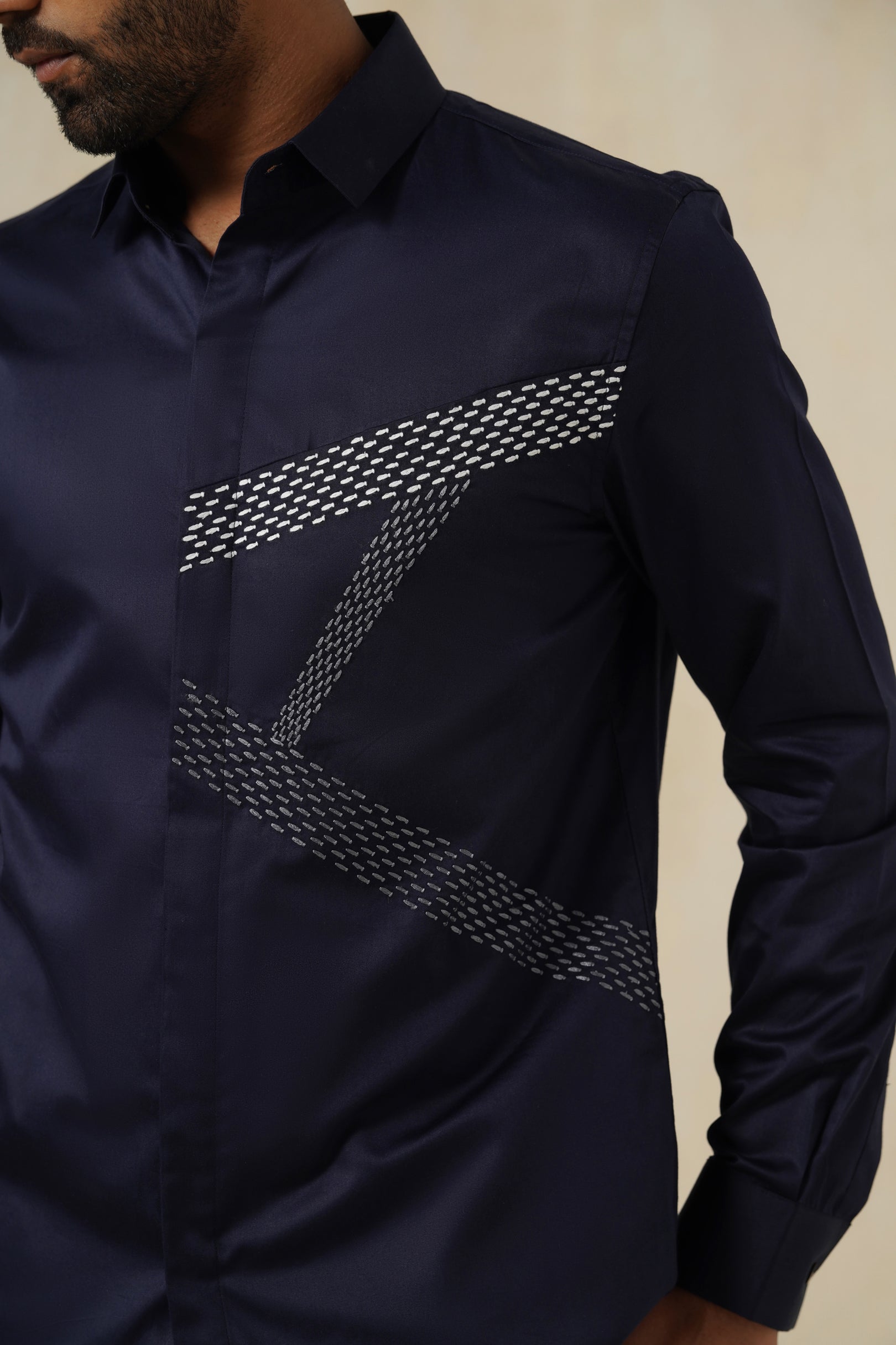Vector Navy | Men's Emb Cotton Shirt