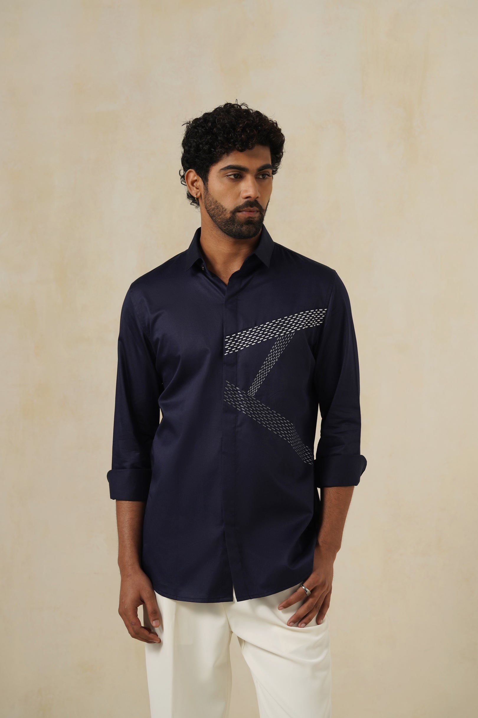 Vector Navy | Men's Emb Cotton Shirt