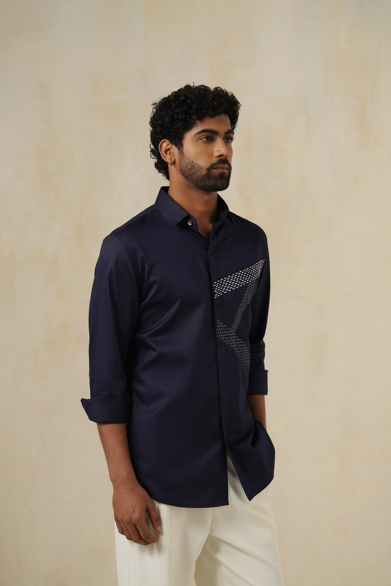 Vector Navy | Men's Emb Cotton Shirt