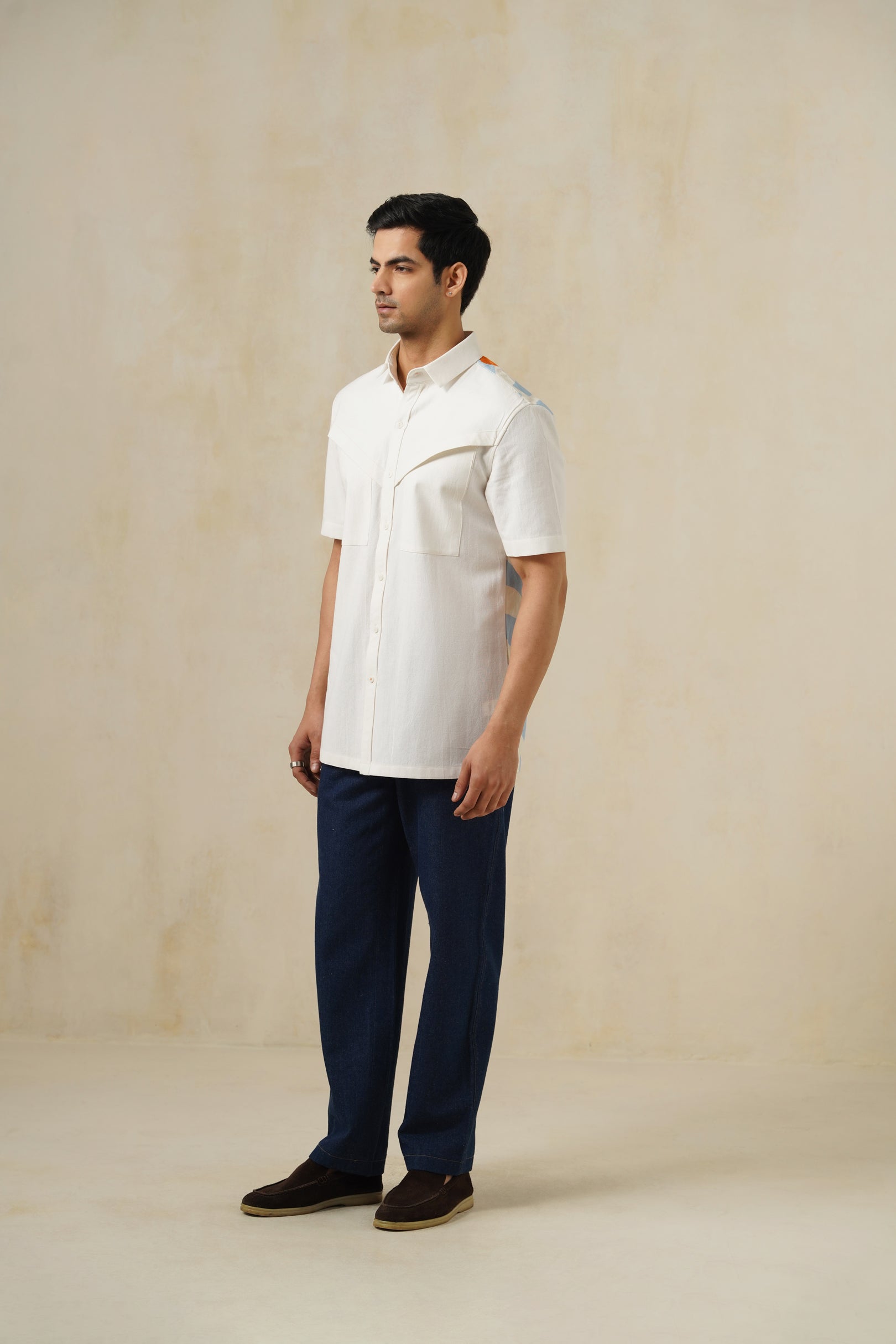 After Wave | Men's Printed Cotton-Linen Shirt
