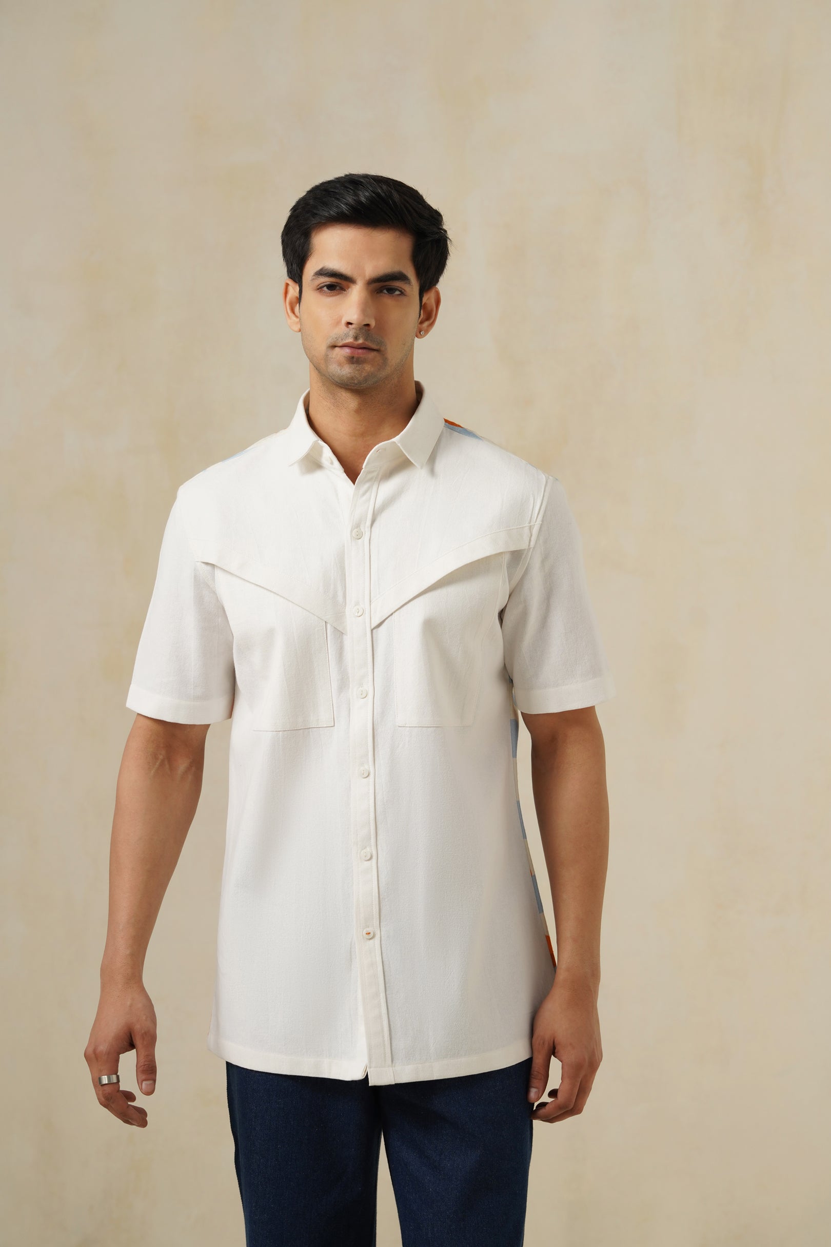 After Wave | Men's Printed Cotton-Linen Shirt