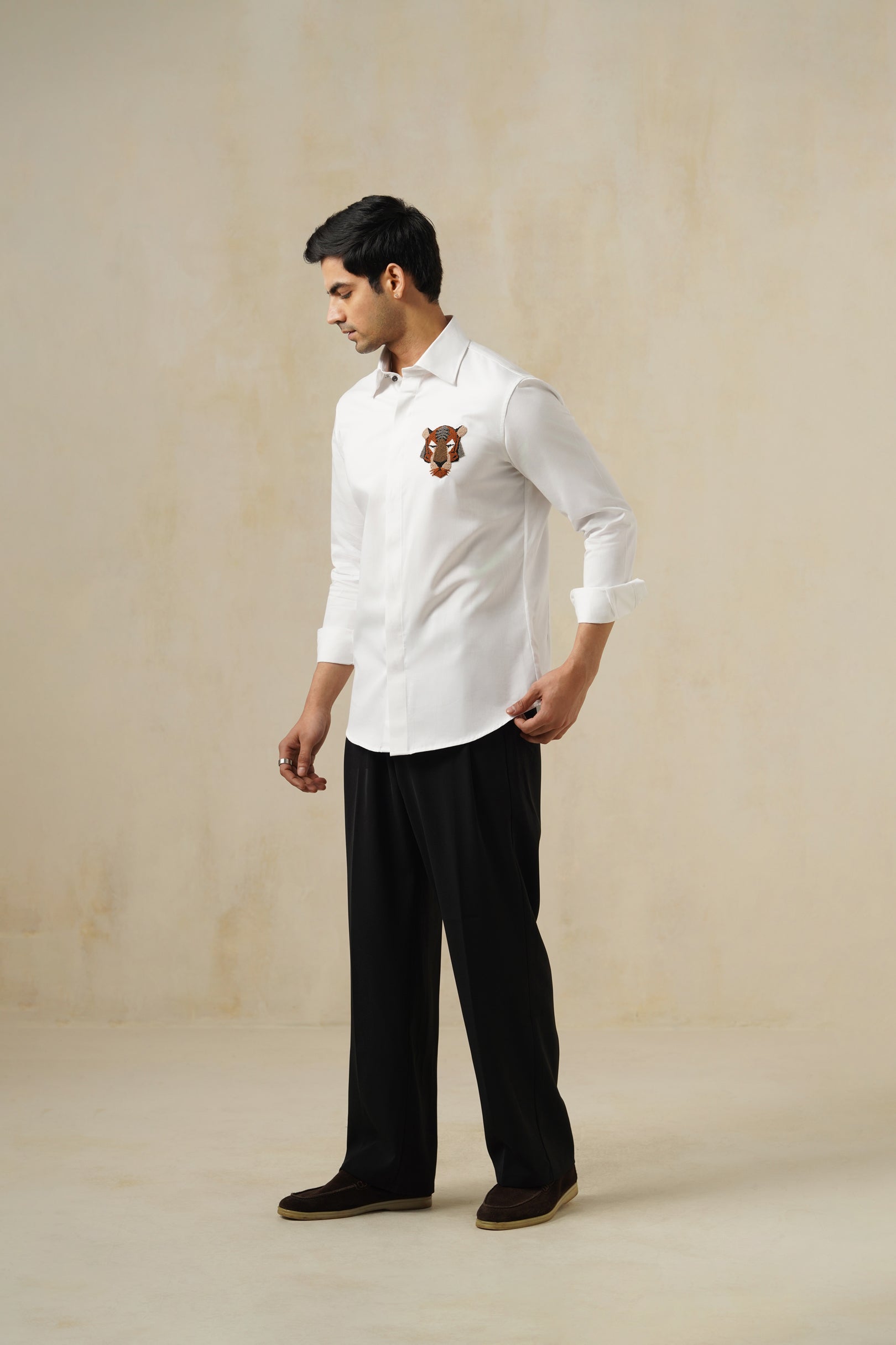 Apex Crest | Men's White Cotton Shirt
