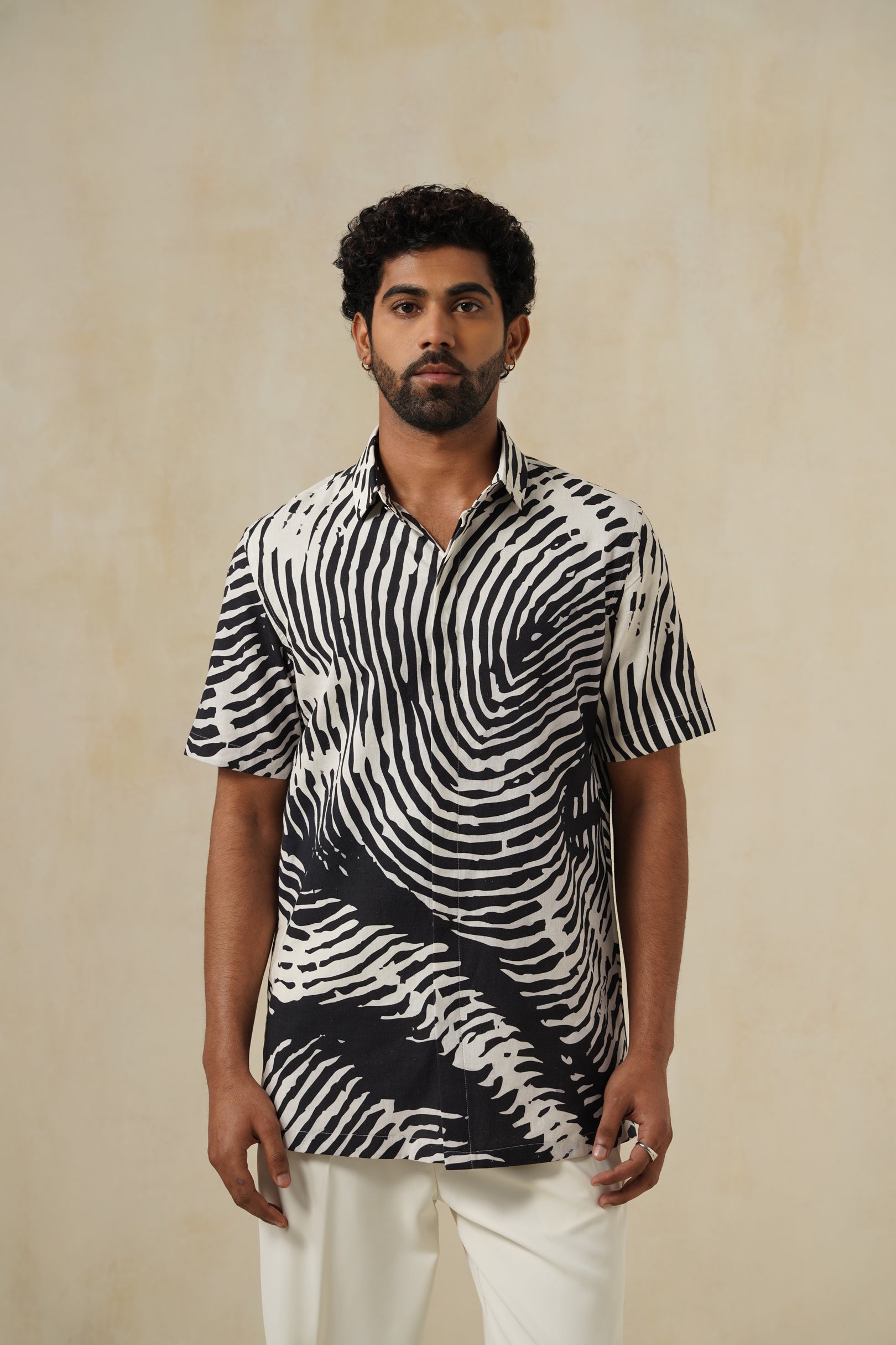 BW Mirage | Men's Printed Cotton-Linen Shirt