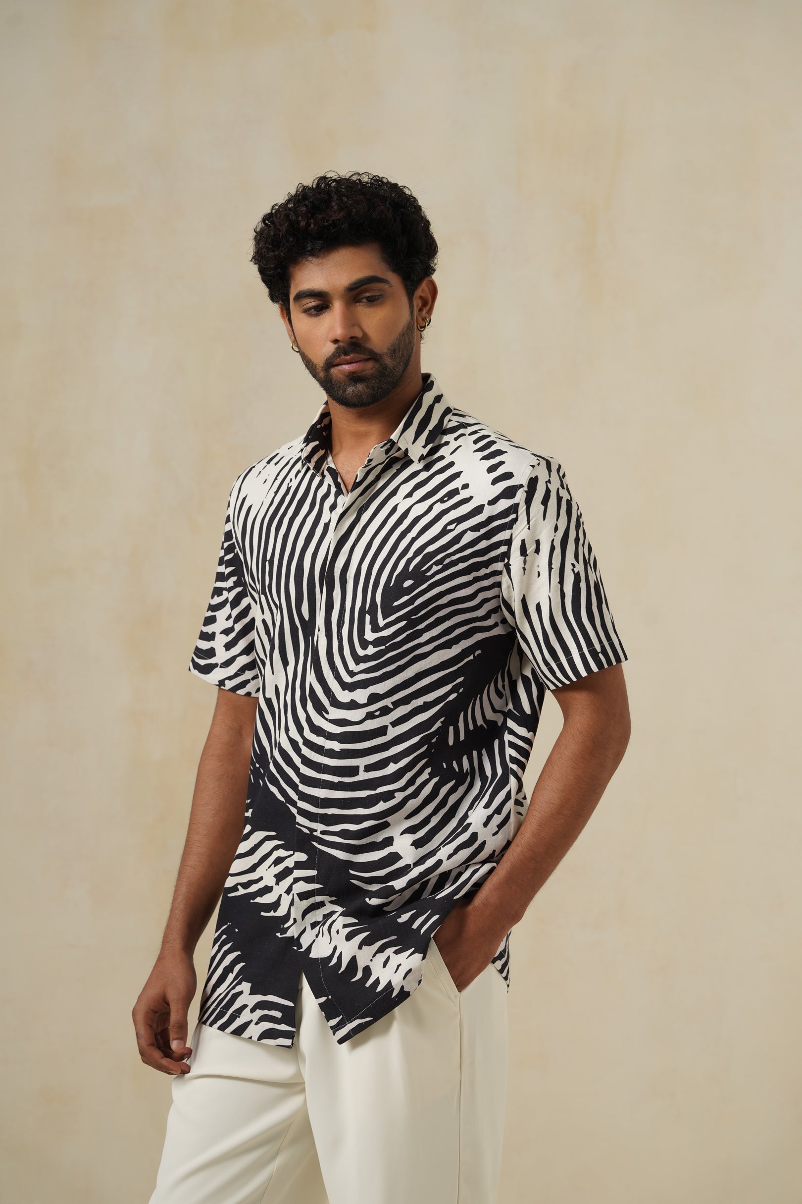 BW Mirage | Men's Printed Cotton-Linen Shirt