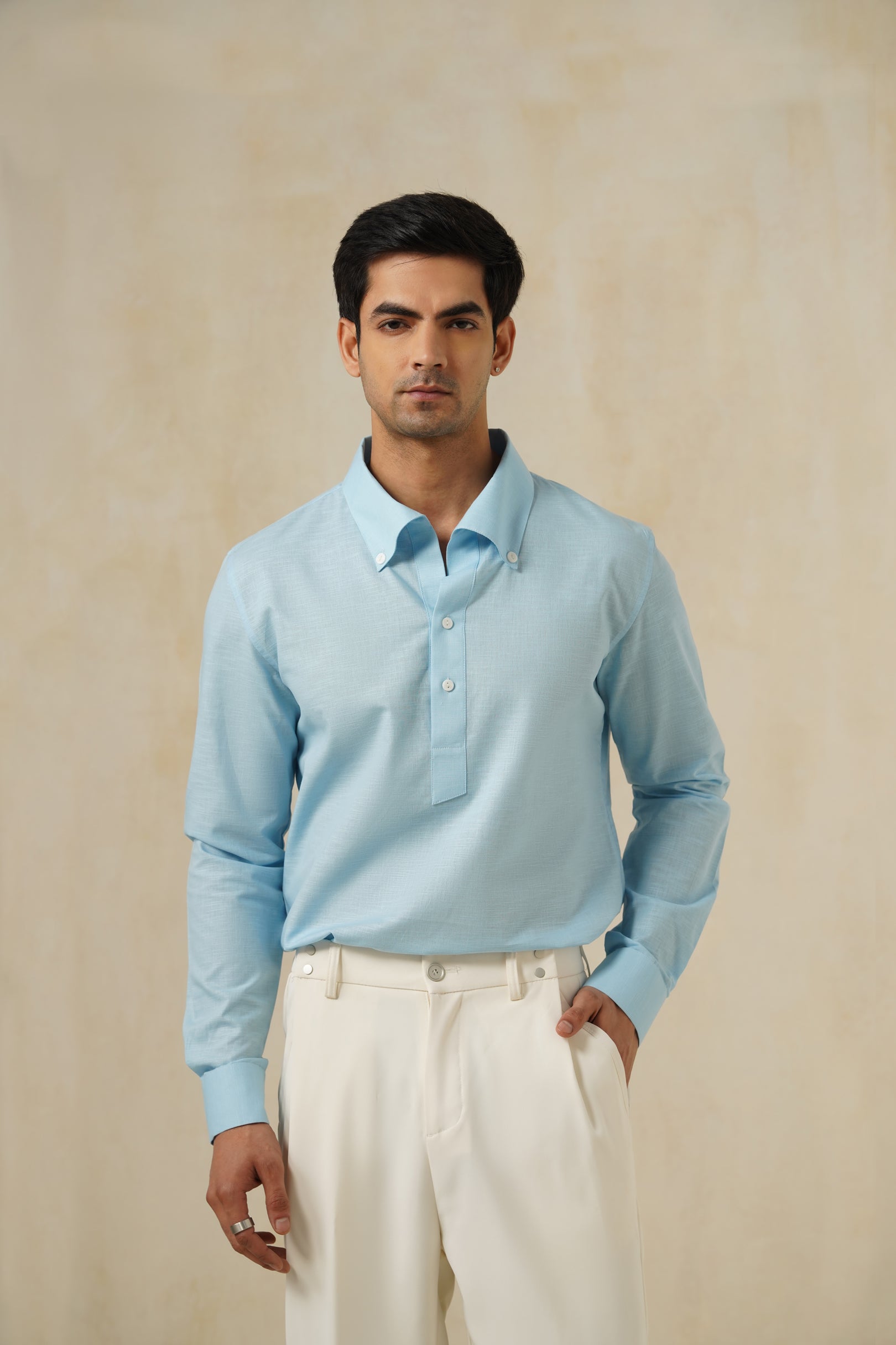 Sky Aero Placket | Men's Linen Shirt