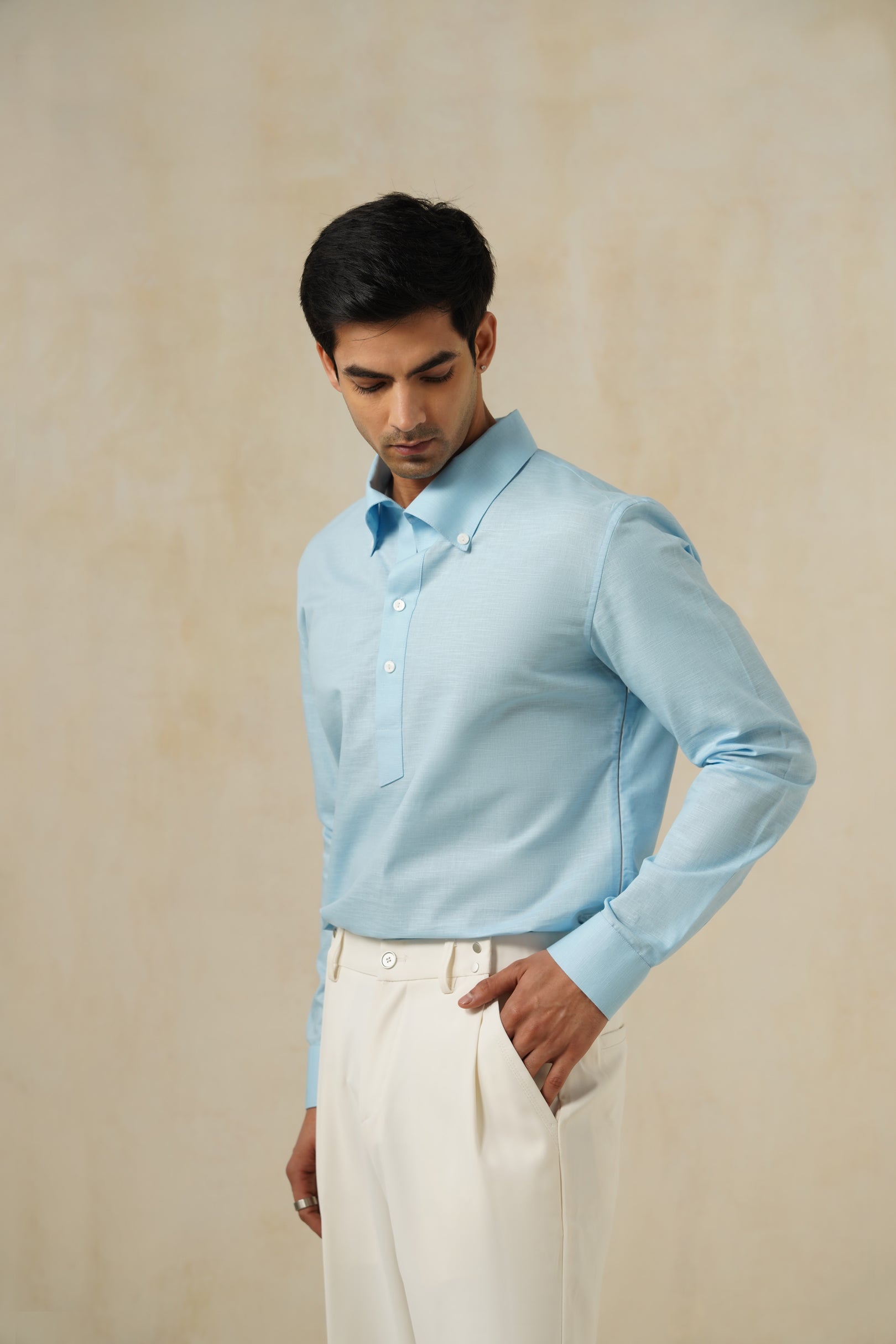 Sky Aero Placket | Men's Linen Shirt