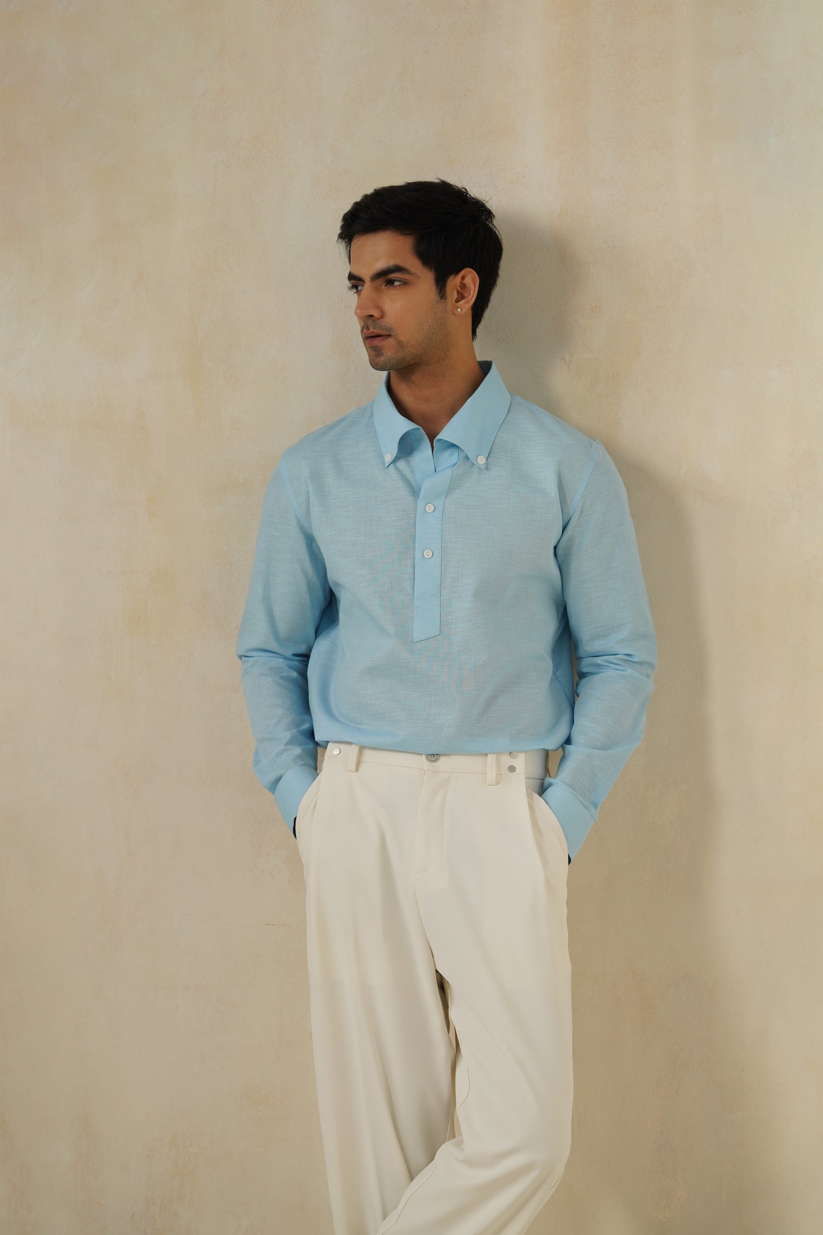 Sky Aero Placket | Men's Linen Shirt