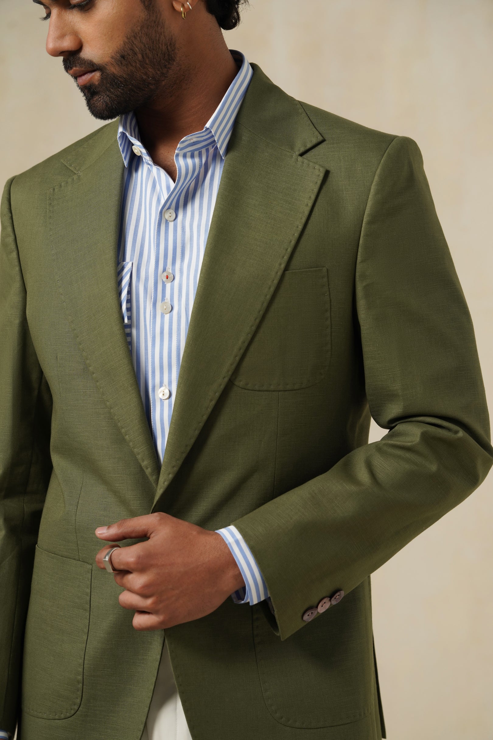 COMO OLIVE | Men's Linen Blazer