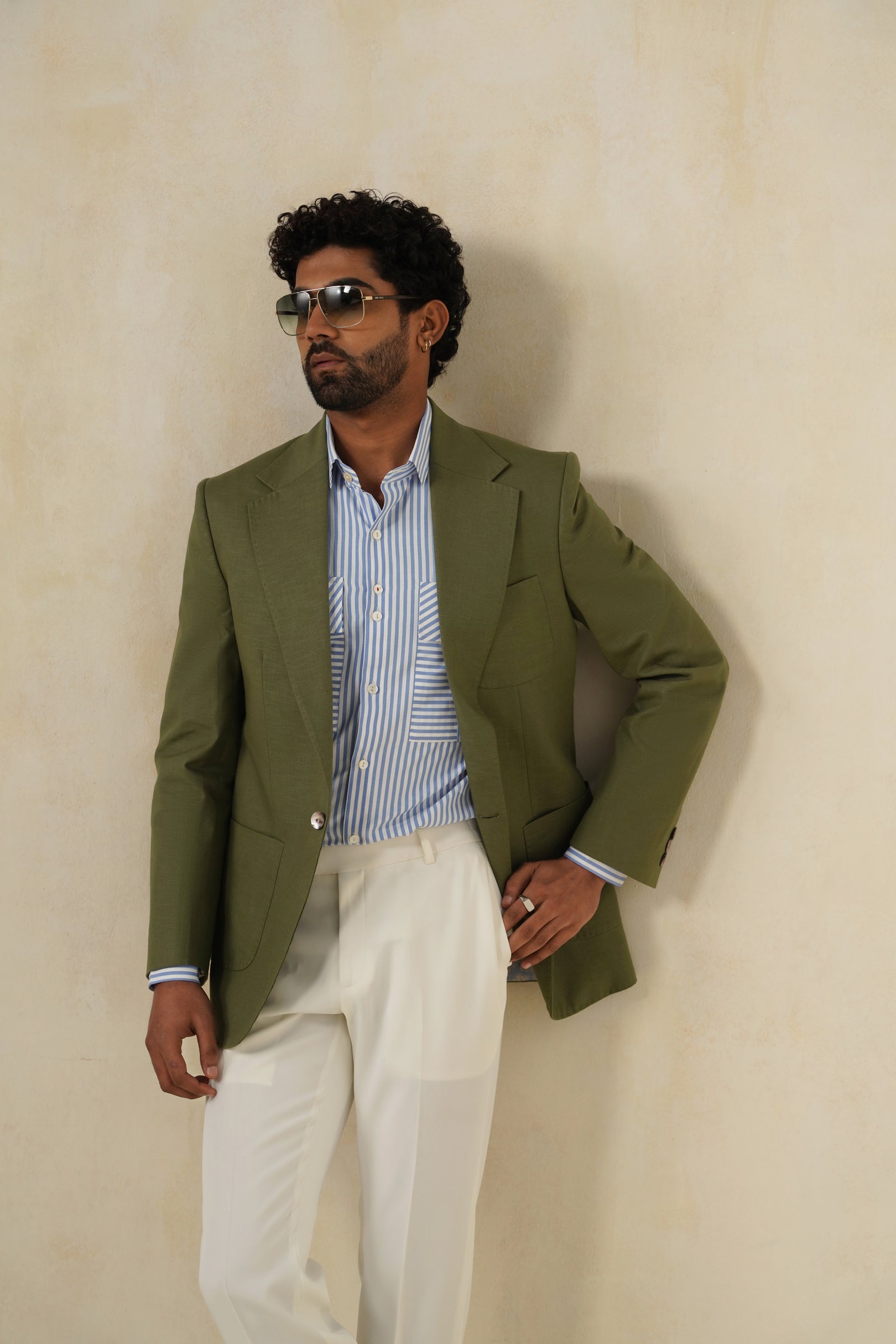 COMO OLIVE | Men's Linen Blazer