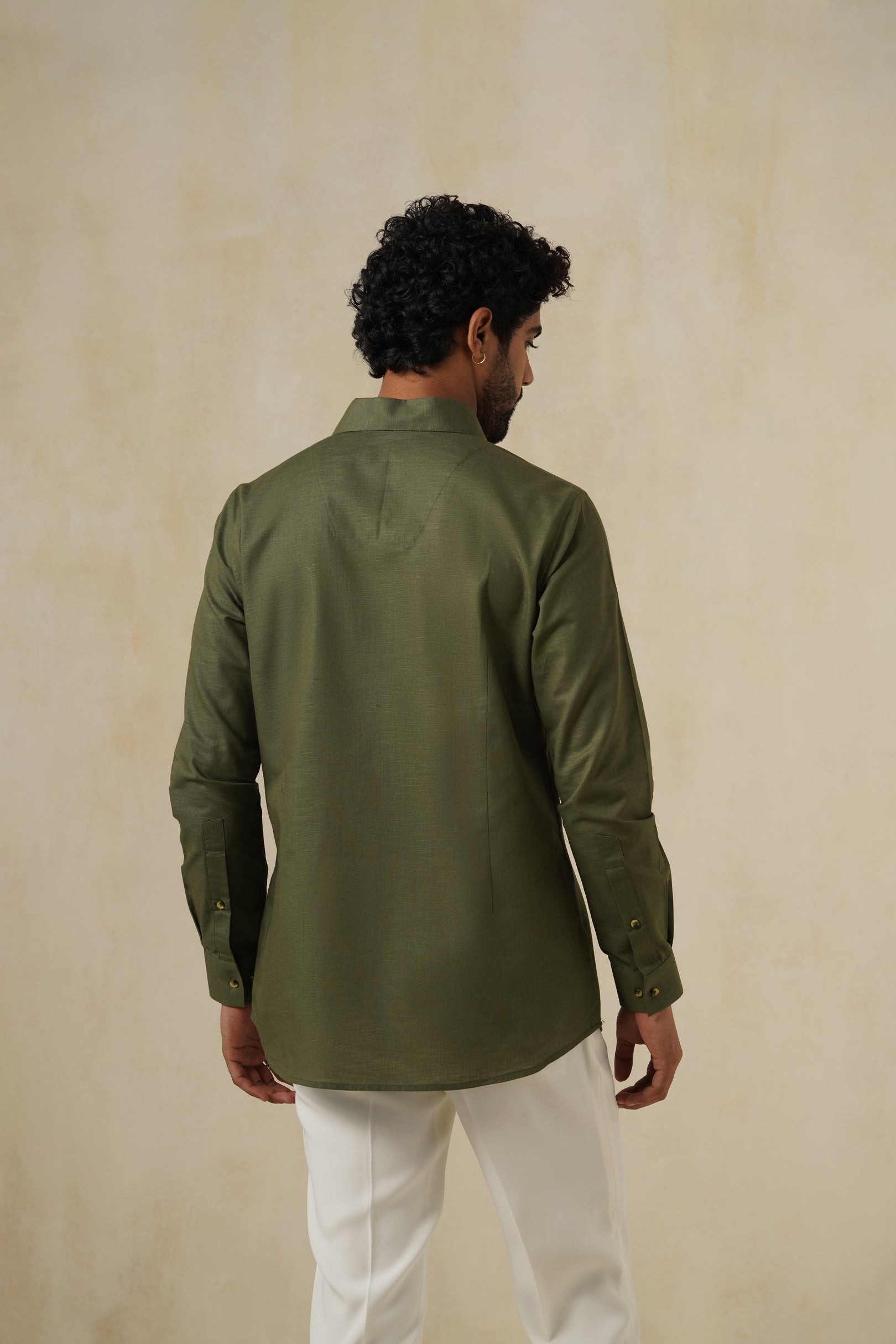 Olive Aero Placket | Men's Linen Shirt