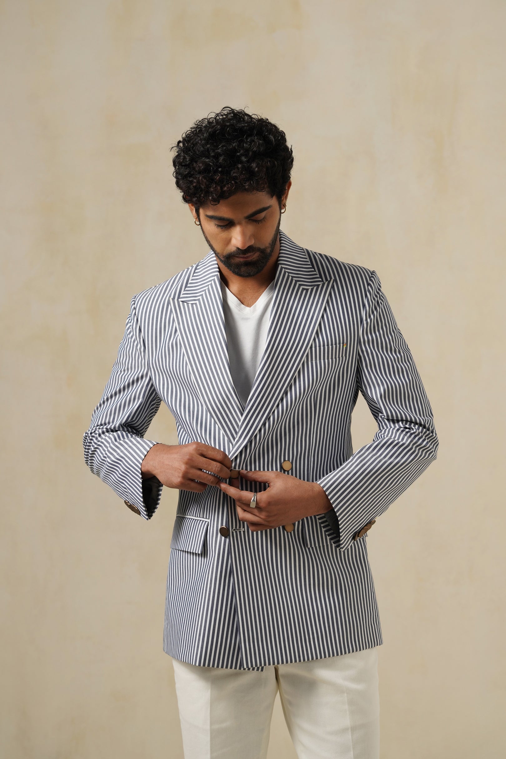 STRIPED JACKET | Men's Cotton Twill Blazer