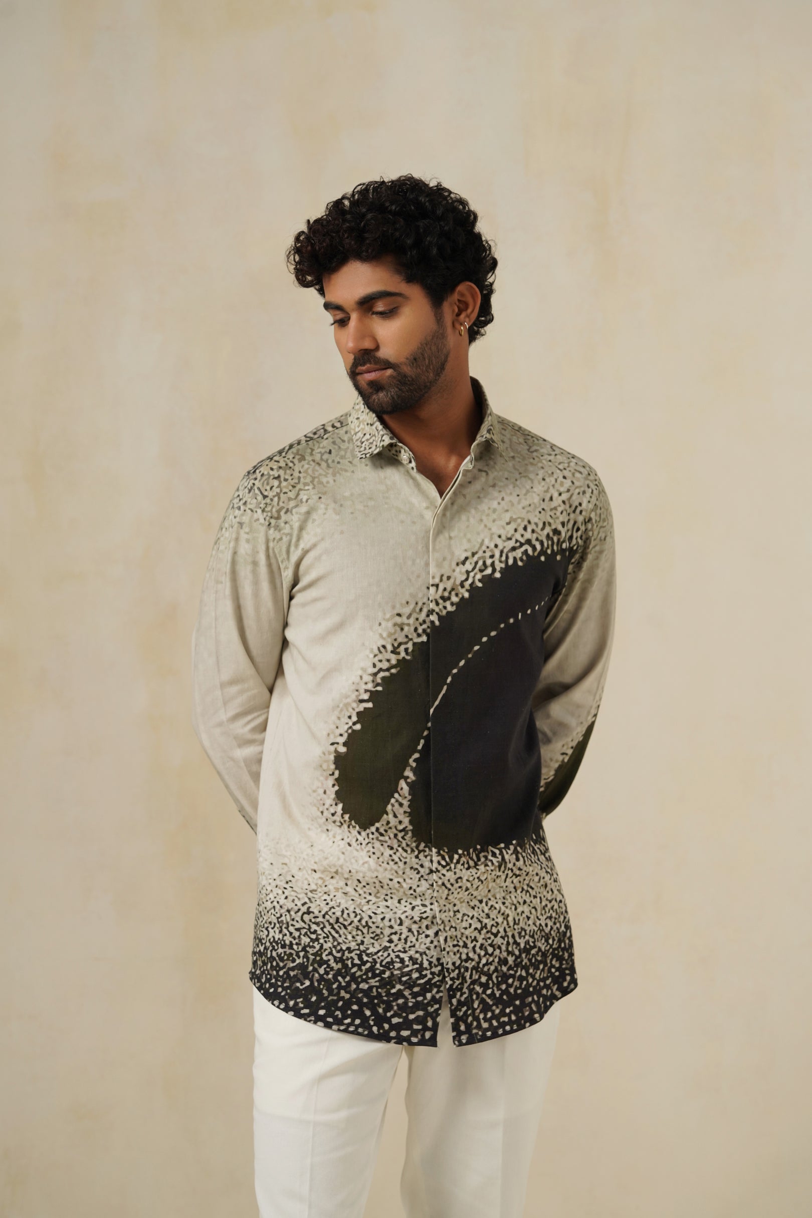 Messier | Men's Printed Cotton-Linen Shirt