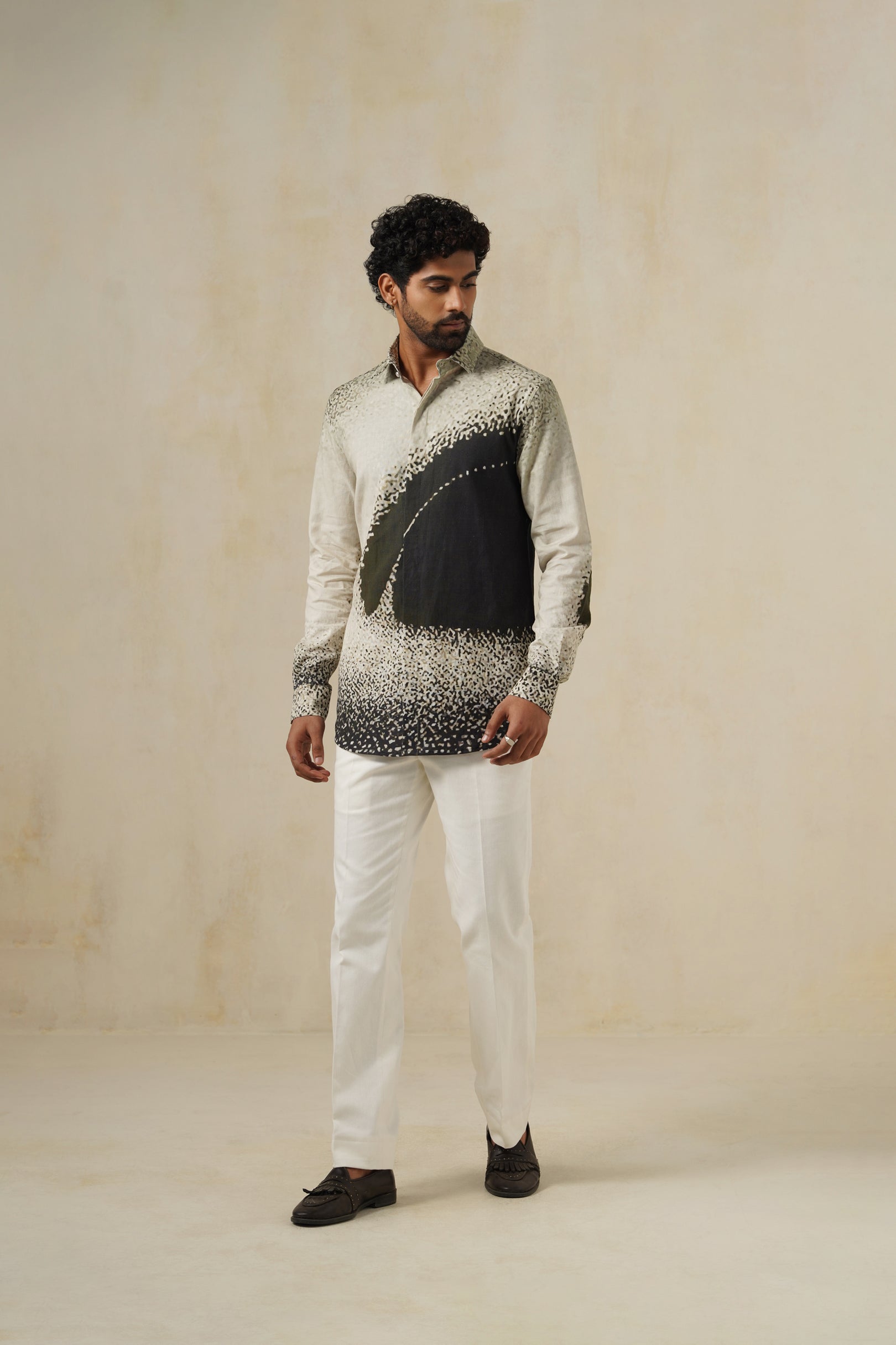 Messier | Men's Printed Cotton-Linen Shirt