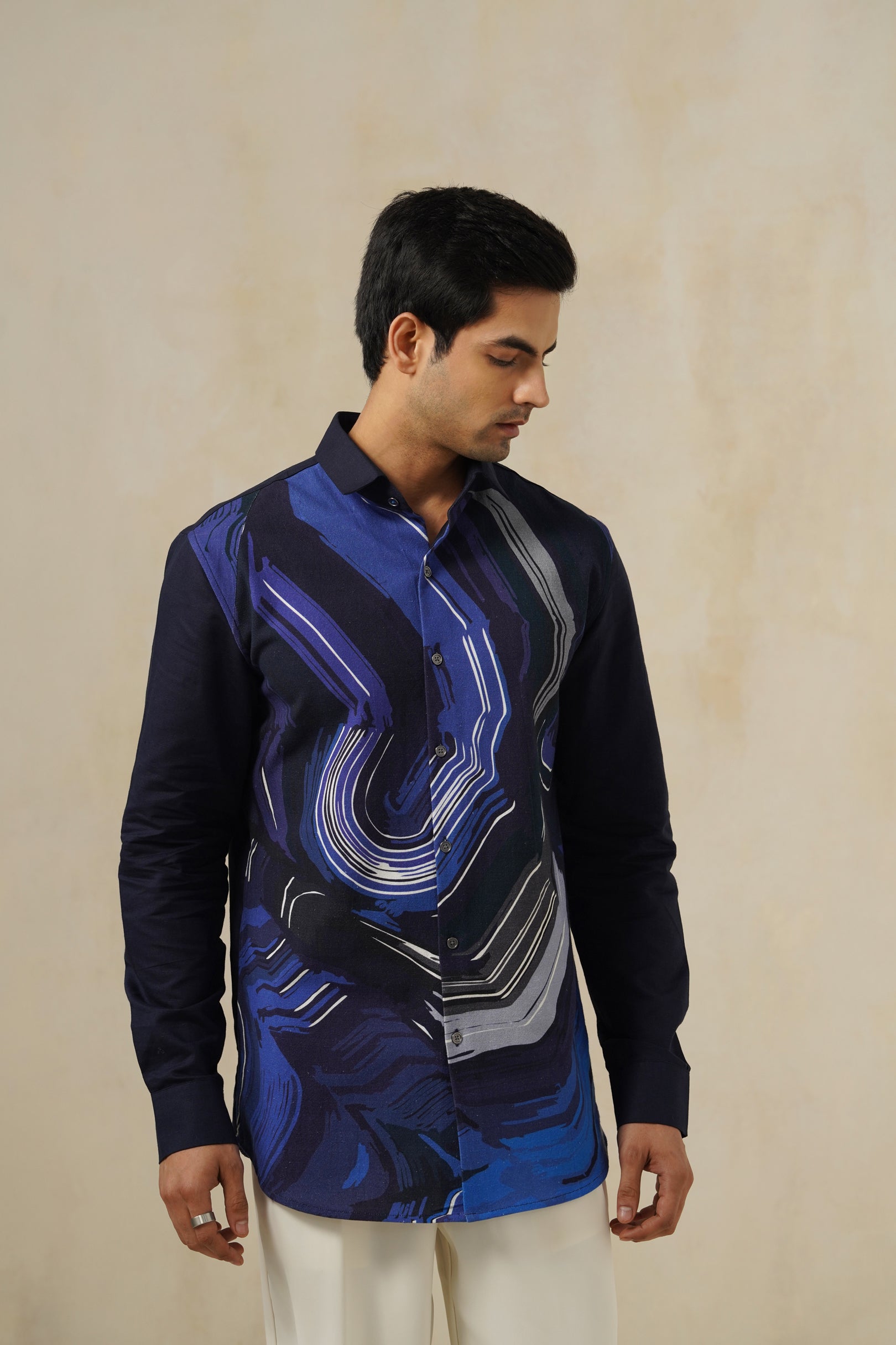 Blueflux | Men's Printed Cotton-Linen Shirt
