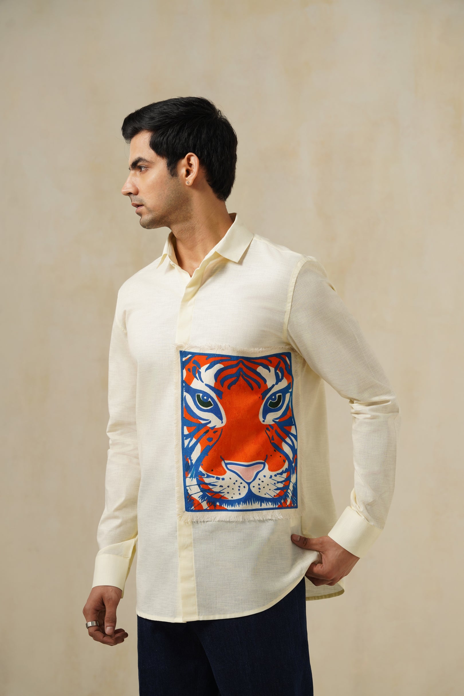 Linen Roar | Men's Printed Cotton-Linen Shirt