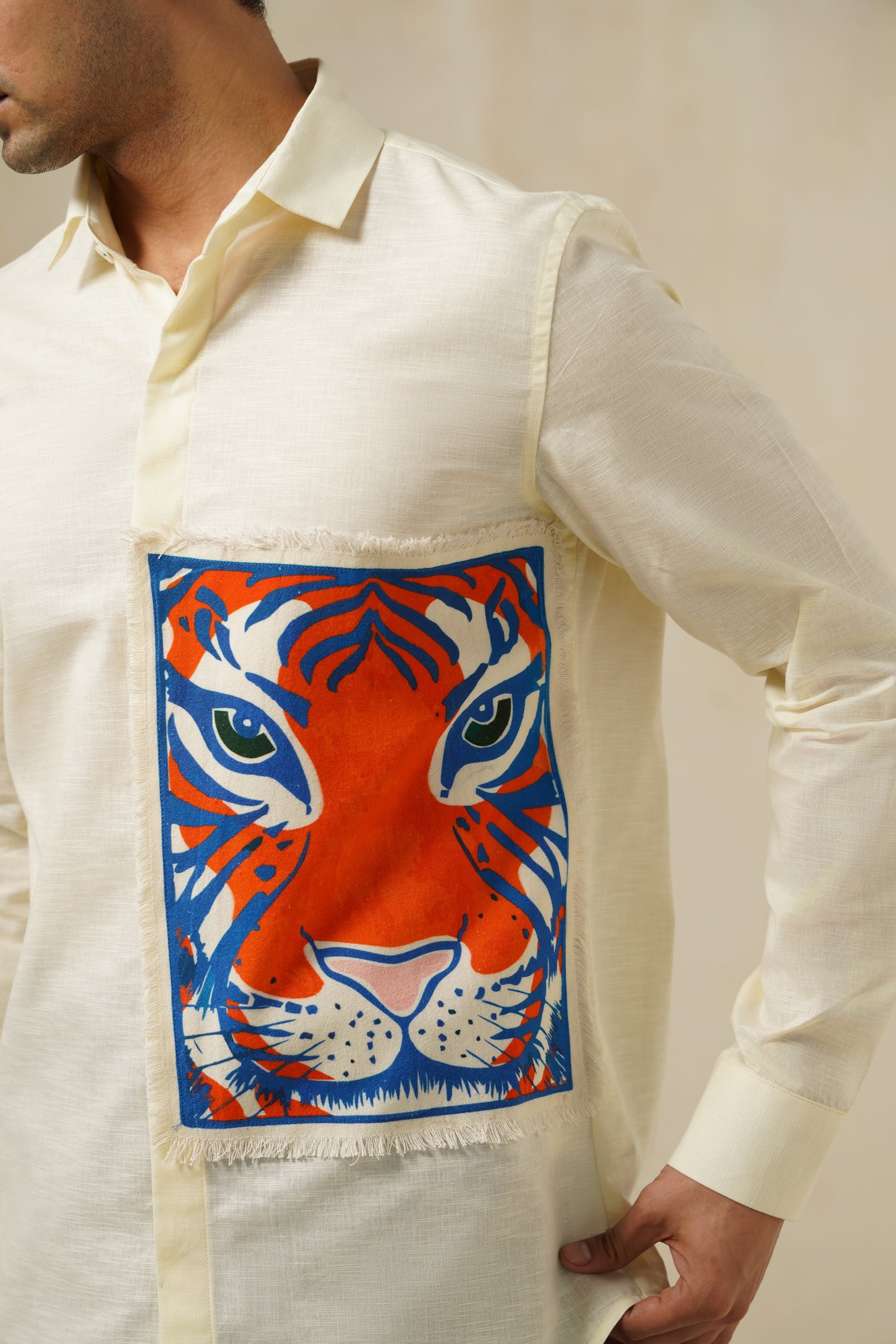 Linen Roar | Men's Printed Cotton-Linen Shirt