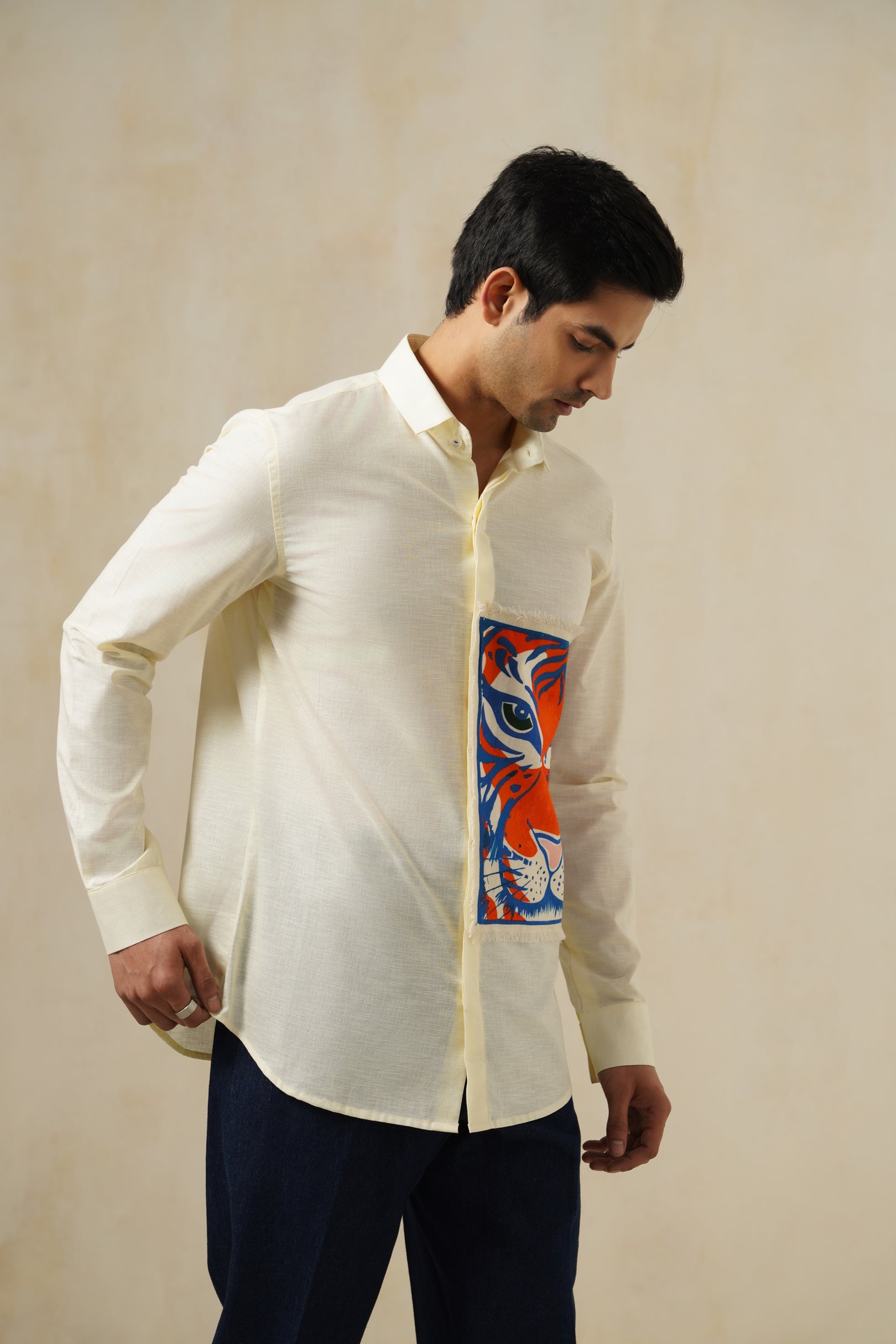 Linen Roar | Men's Printed Cotton-Linen Shirt