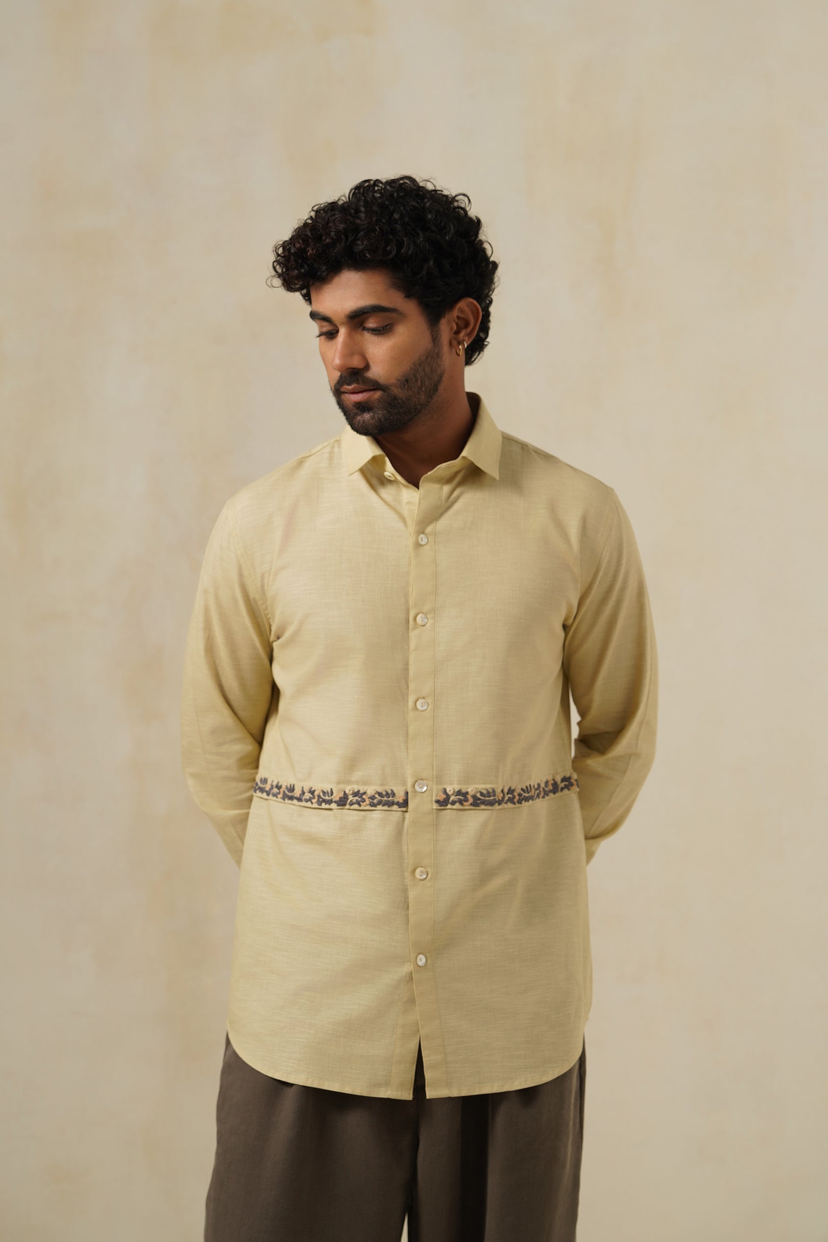 Desert Bloom | Men's Linen Emb Shirt