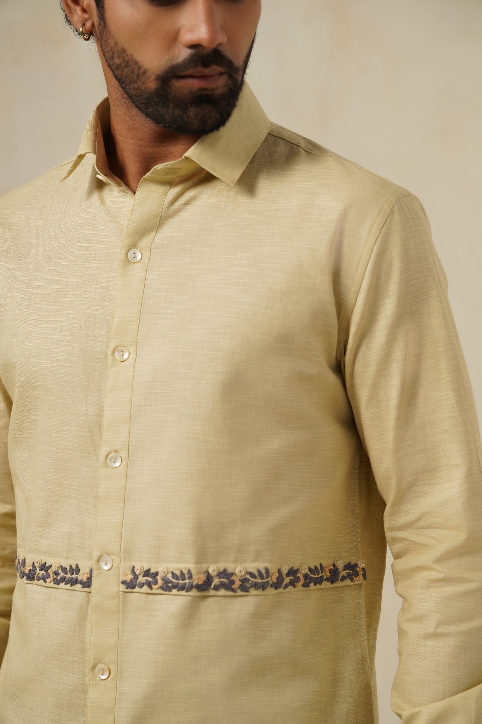 Desert Bloom | Men's Linen Emb Shirt