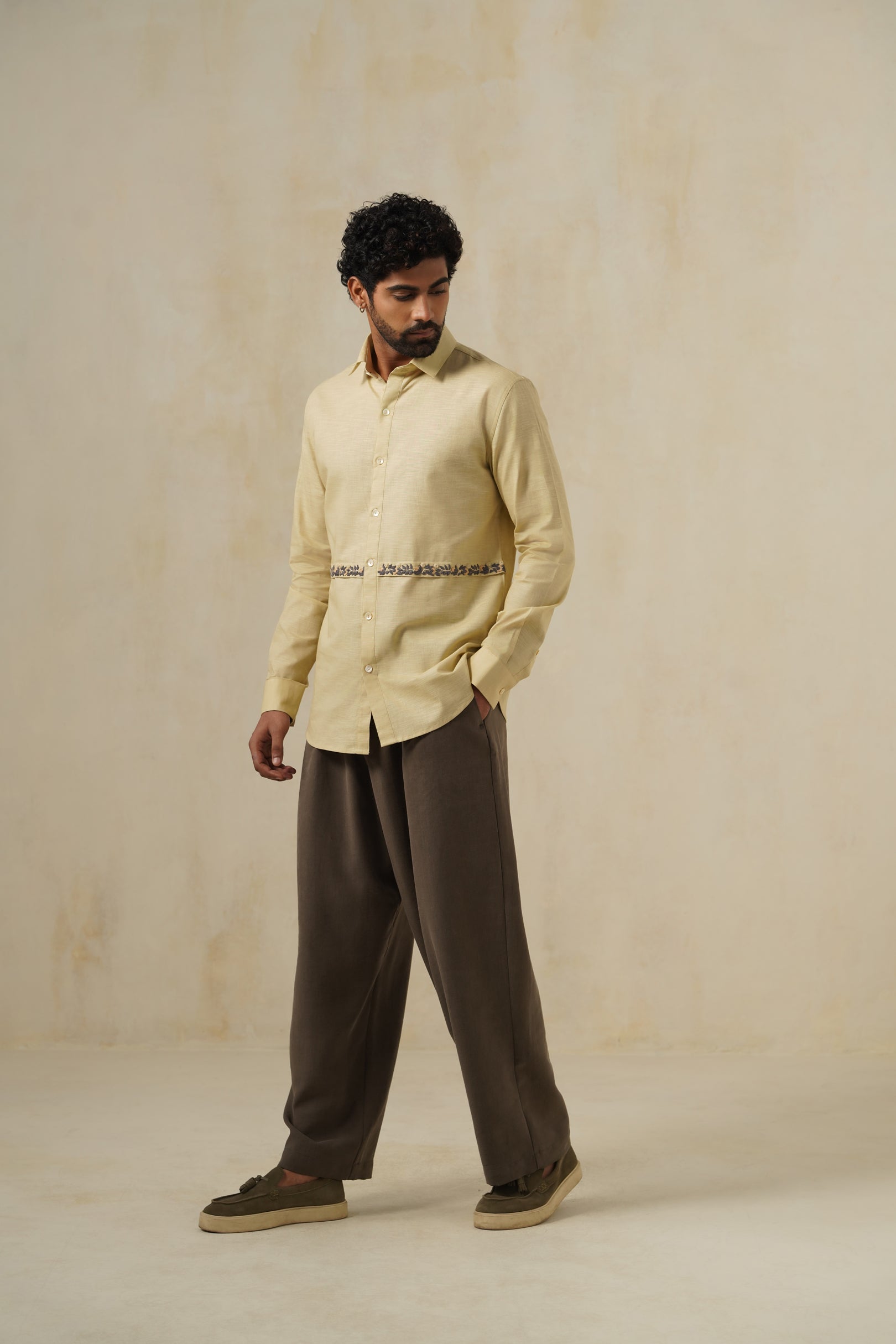 Desert Bloom | Men's Linen Emb Shirt