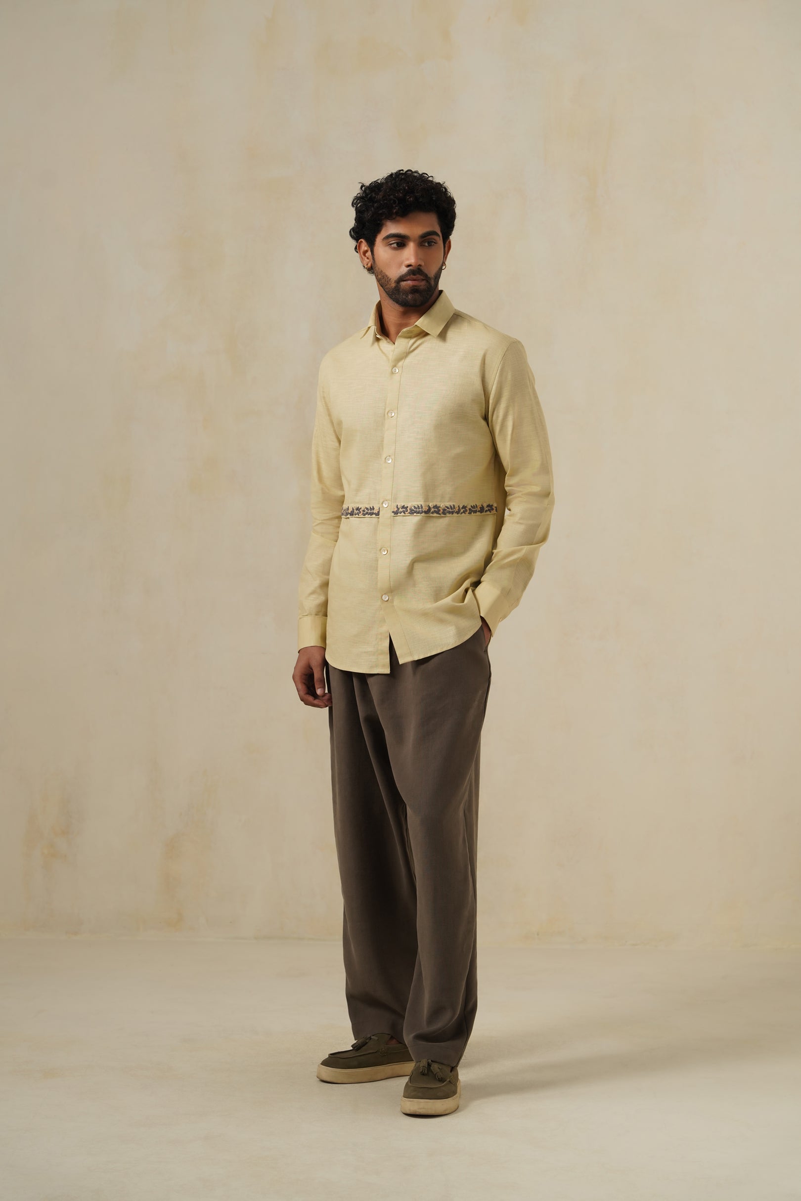 Desert Bloom | Men's Linen Emb Shirt