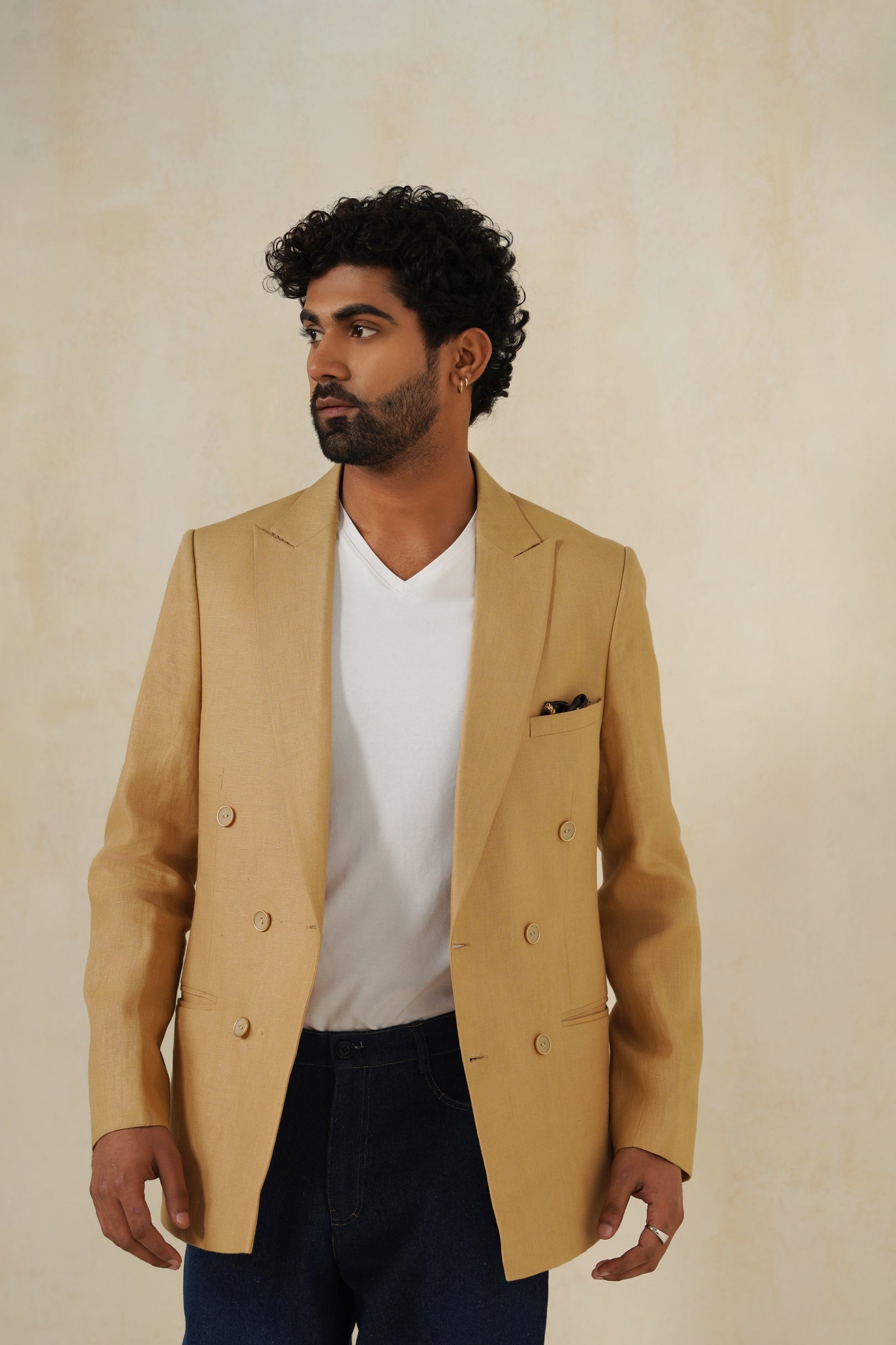 CAMEL DB | Men's Linen Blazer