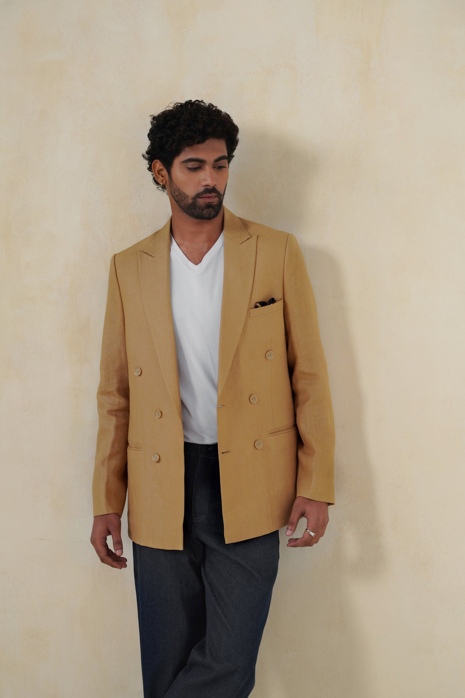 CAMEL DB | Men's Linen Blazer