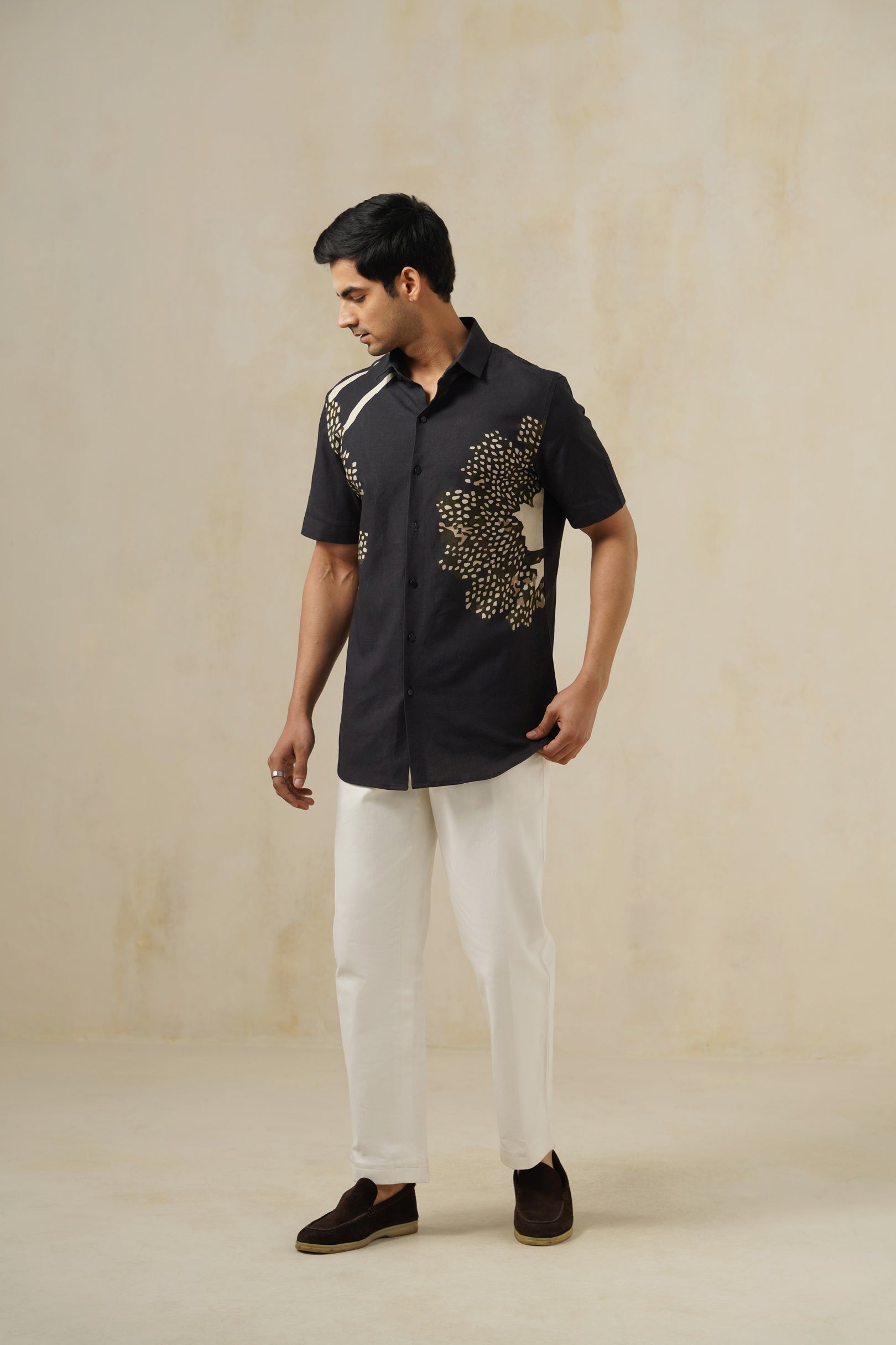 Frag Flow | Men's Printed Cotton-Linen Shirt