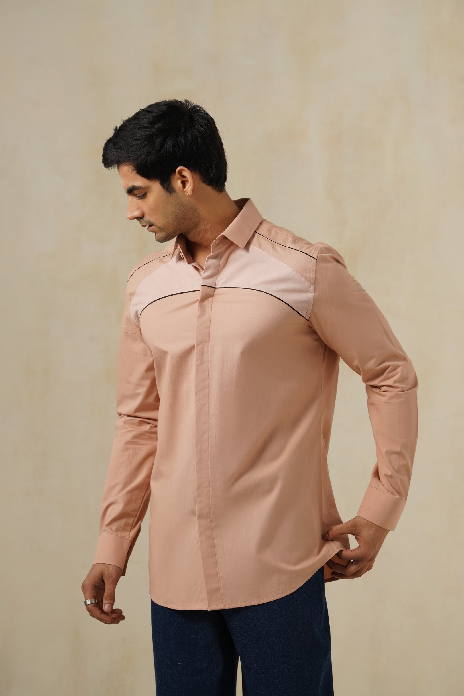 Contour Terra | Men's Peach Cotton Shirt