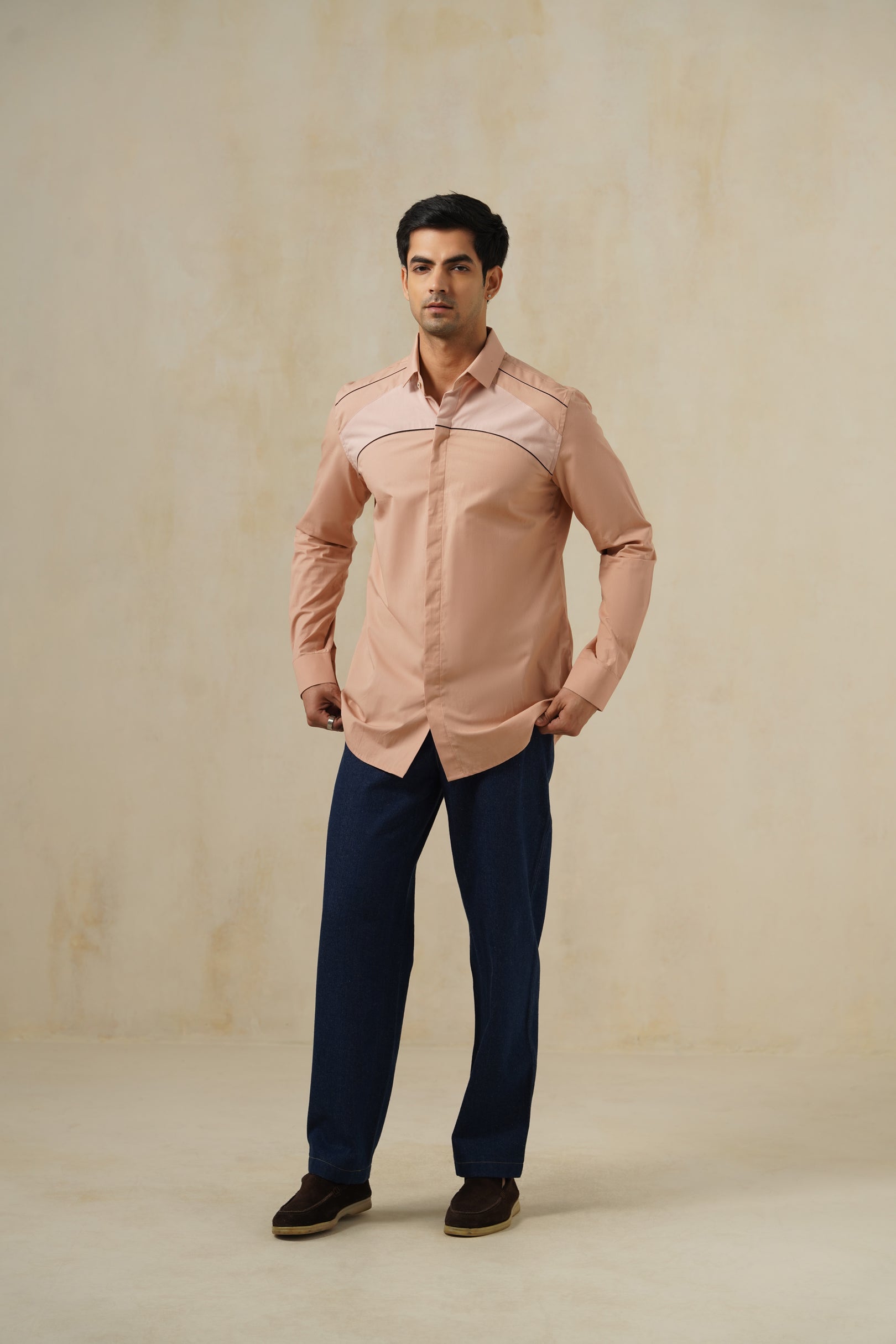 Contour Terra | Men's Peach Cotton Shirt