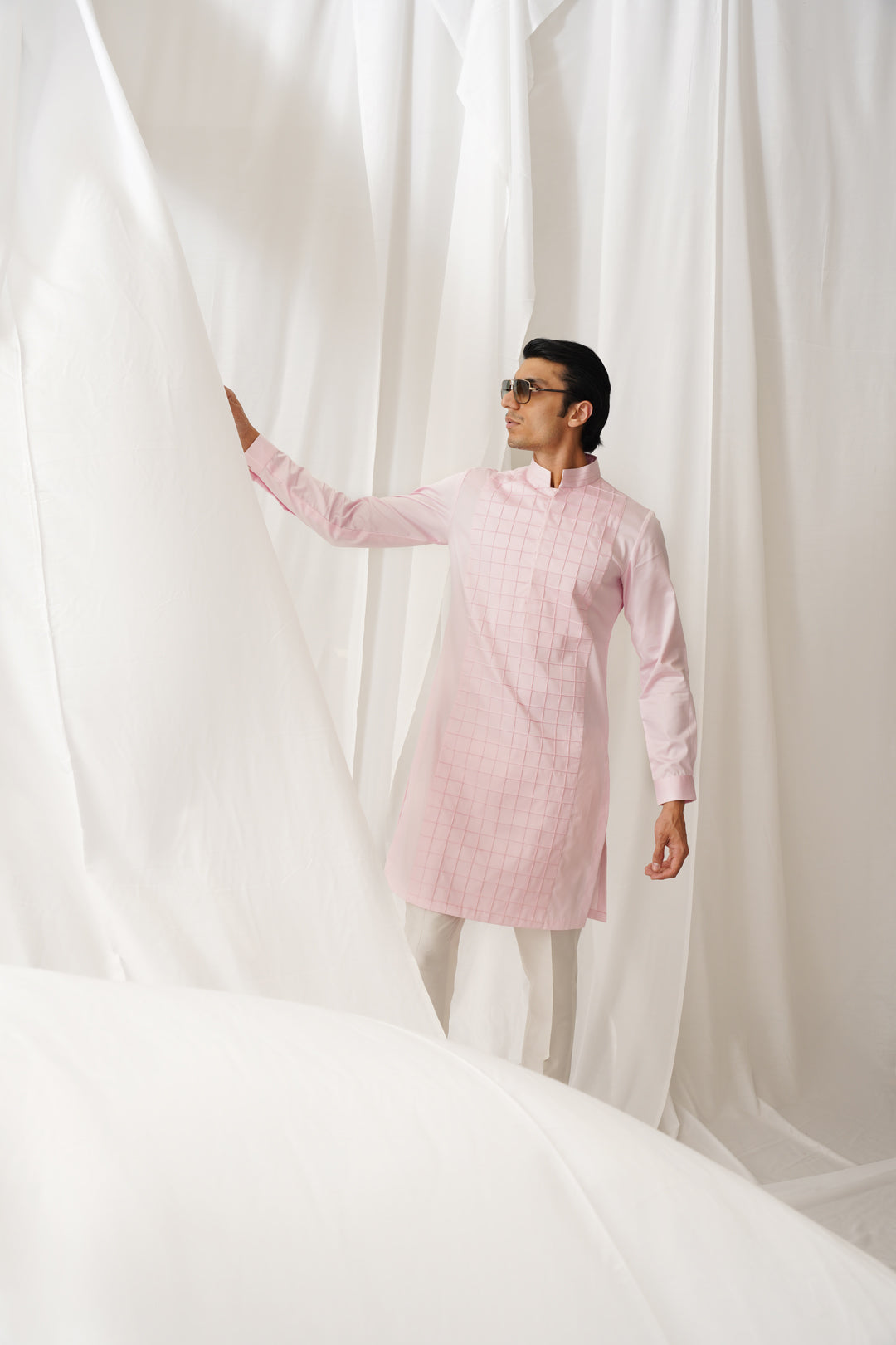 Pink Textured Kurta