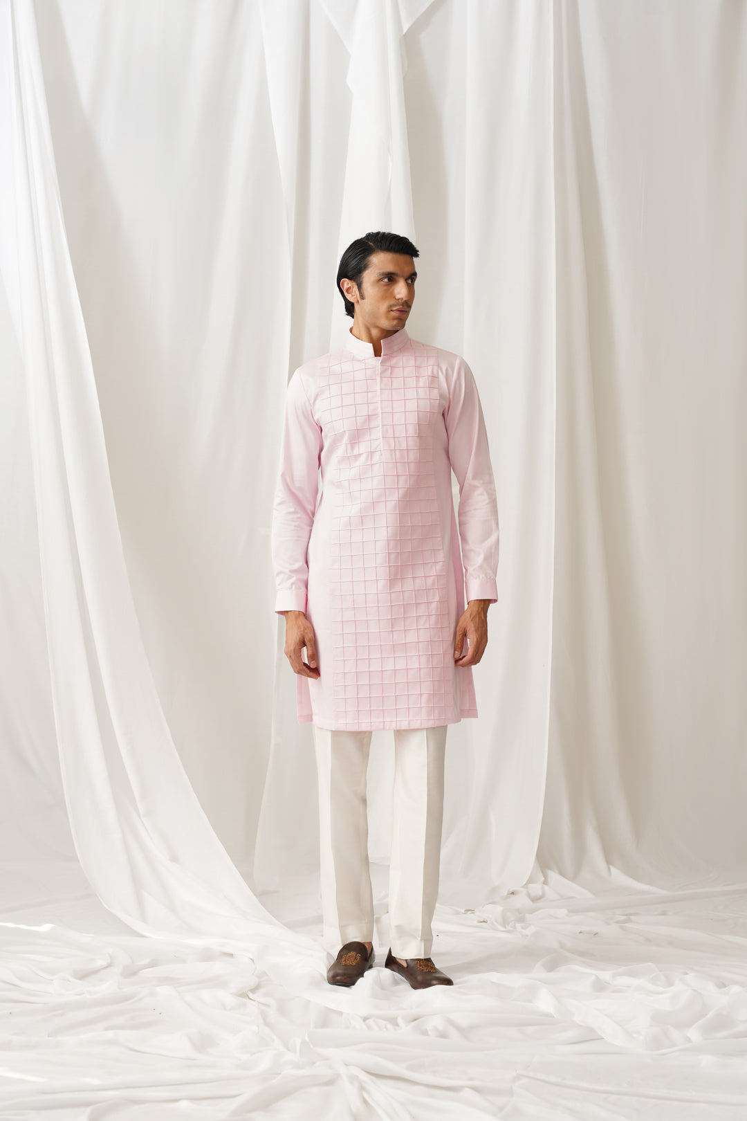 Pink Textured Kurta